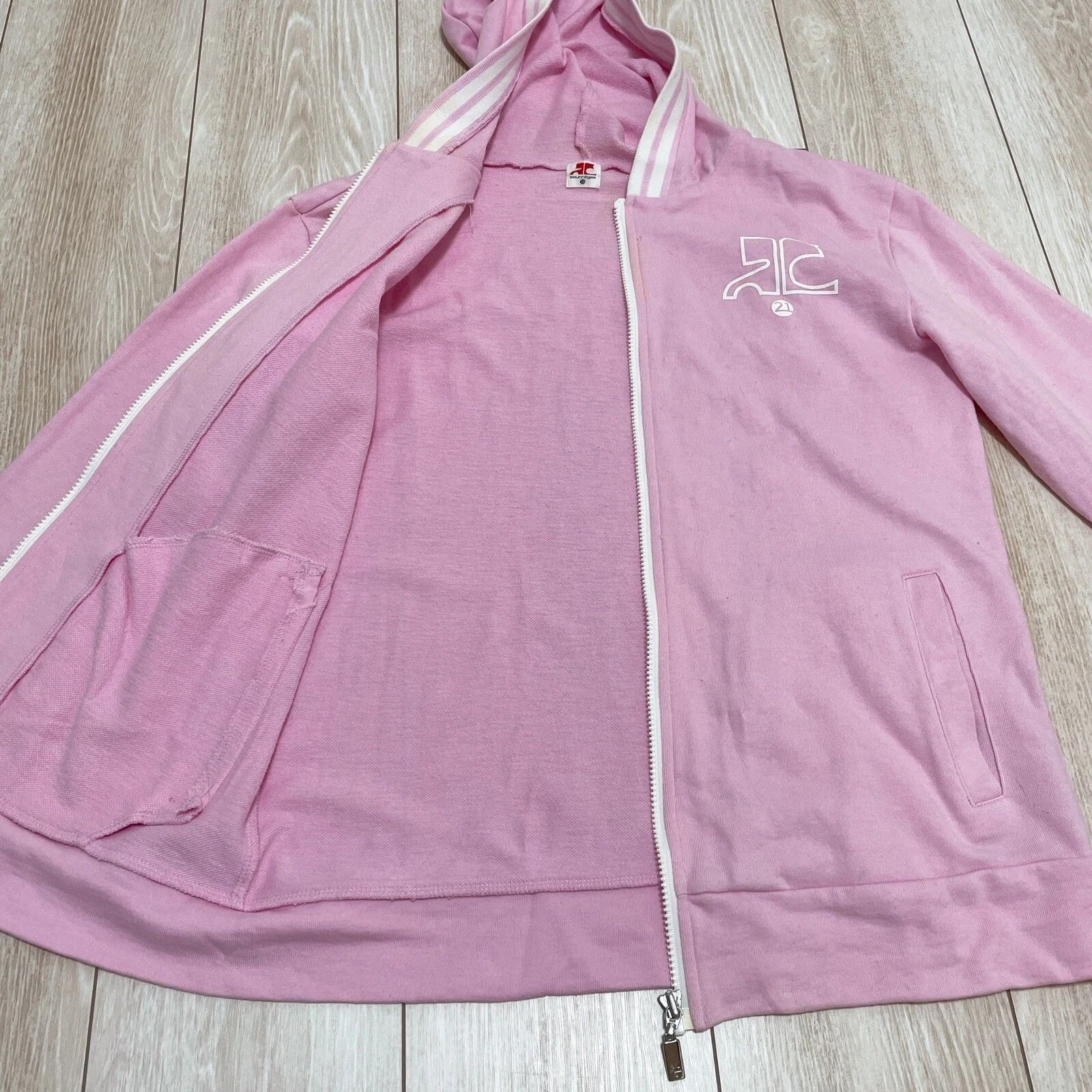 Courreges 21 クレージュ フルジップ パーカー ピンク ロゴ 長袖 