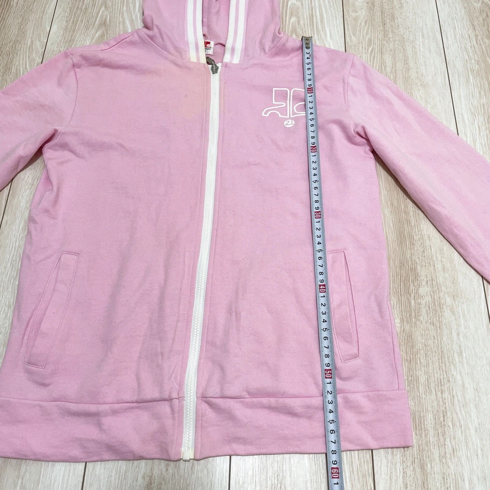 Courreges 21 クレージュ フルジップ パーカー ピンク ロゴ 長袖 