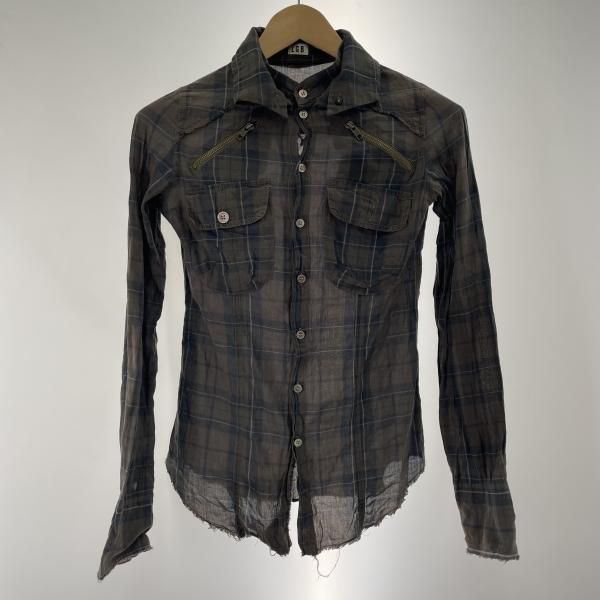 中古】LGB チェックシャツ サイズM 茶 SHIRT-G 0612M ルグランブルー