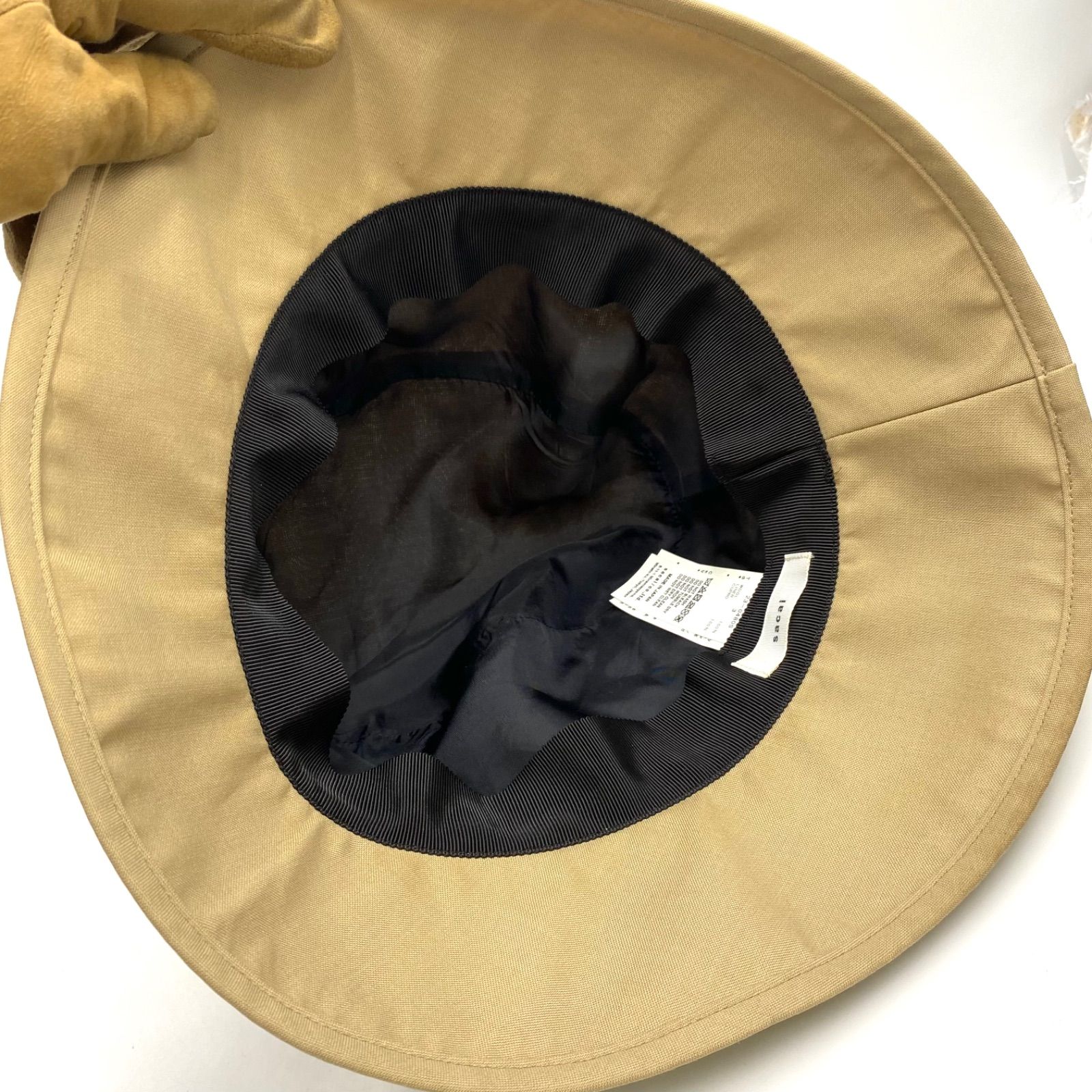 極上美品 sacai サカイ バケットハット 帽子 キャップ ロゴ ベージュ