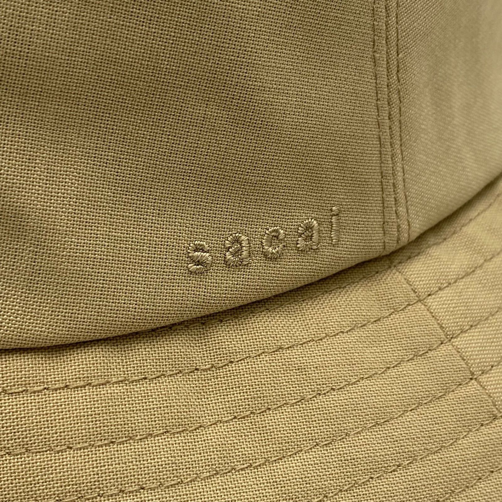 極上美品 sacai サカイ バケットハット 帽子 キャップ ロゴ ベージュ