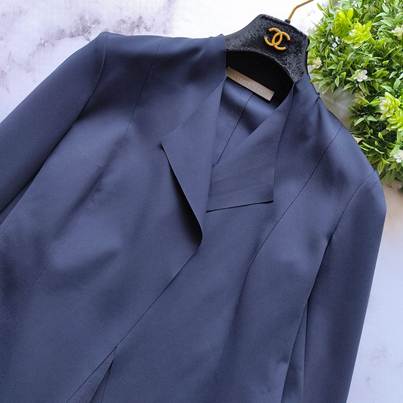 22SS セオリーリュクス ストレッチ ノーカラージャケット 紺 38 - メルカリ