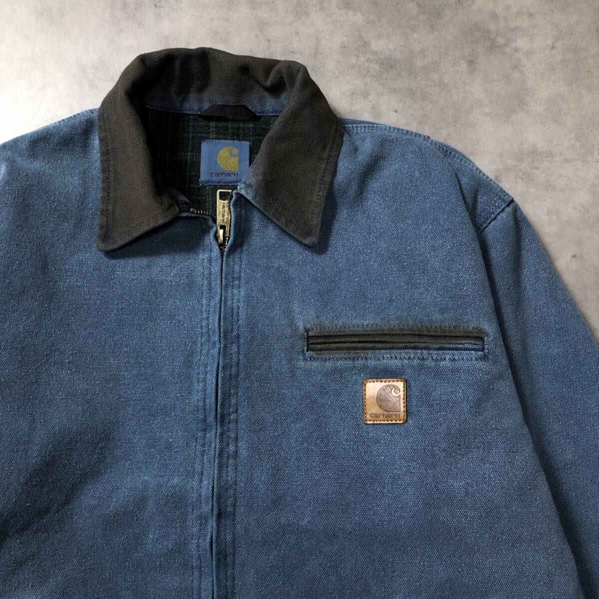 GQ5111◇Carhartt : デトロイトジャケット 後染め◇M◇ブルー系