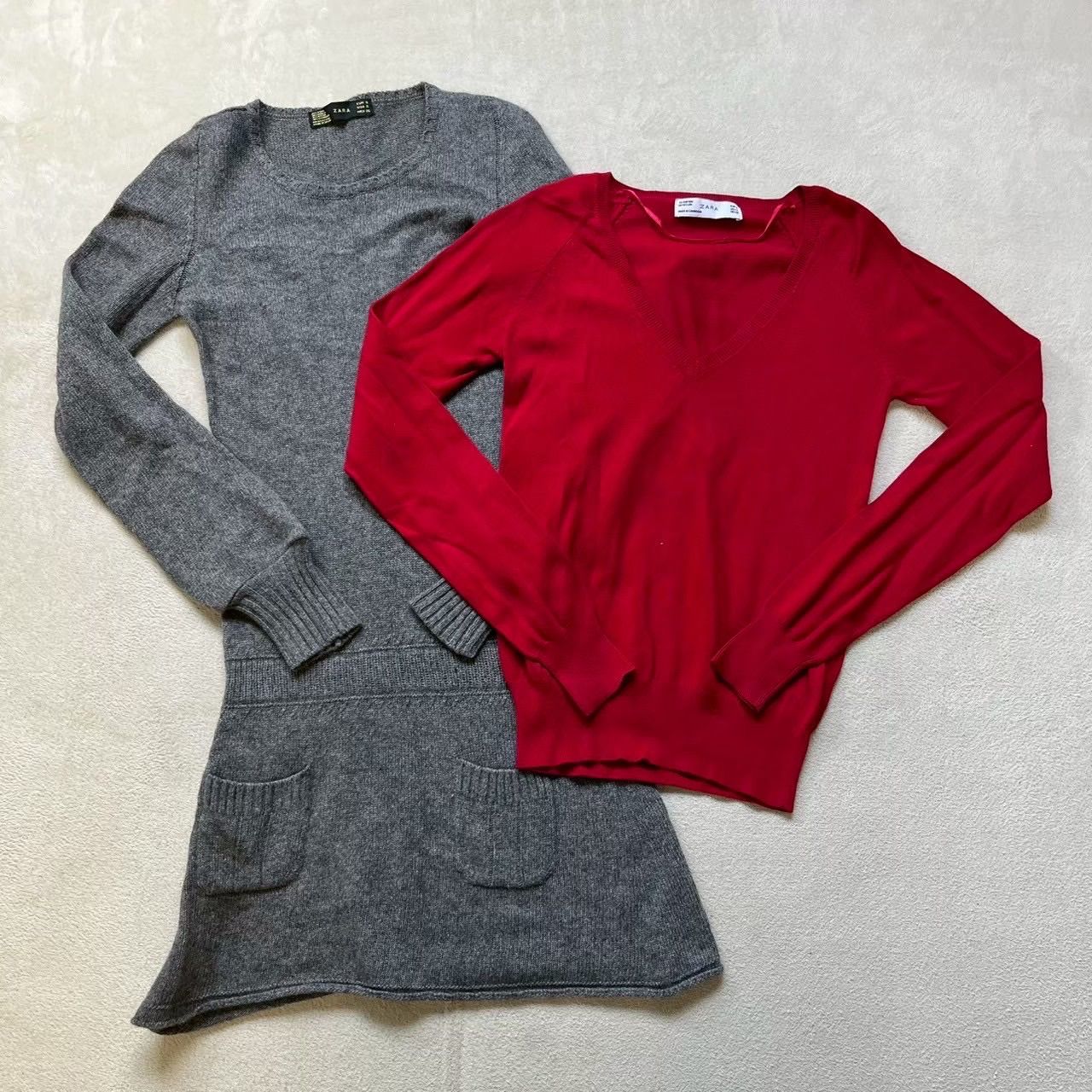 まとめ売り】2点セット ZARA ザラ ニットワンピース Vネックニット 