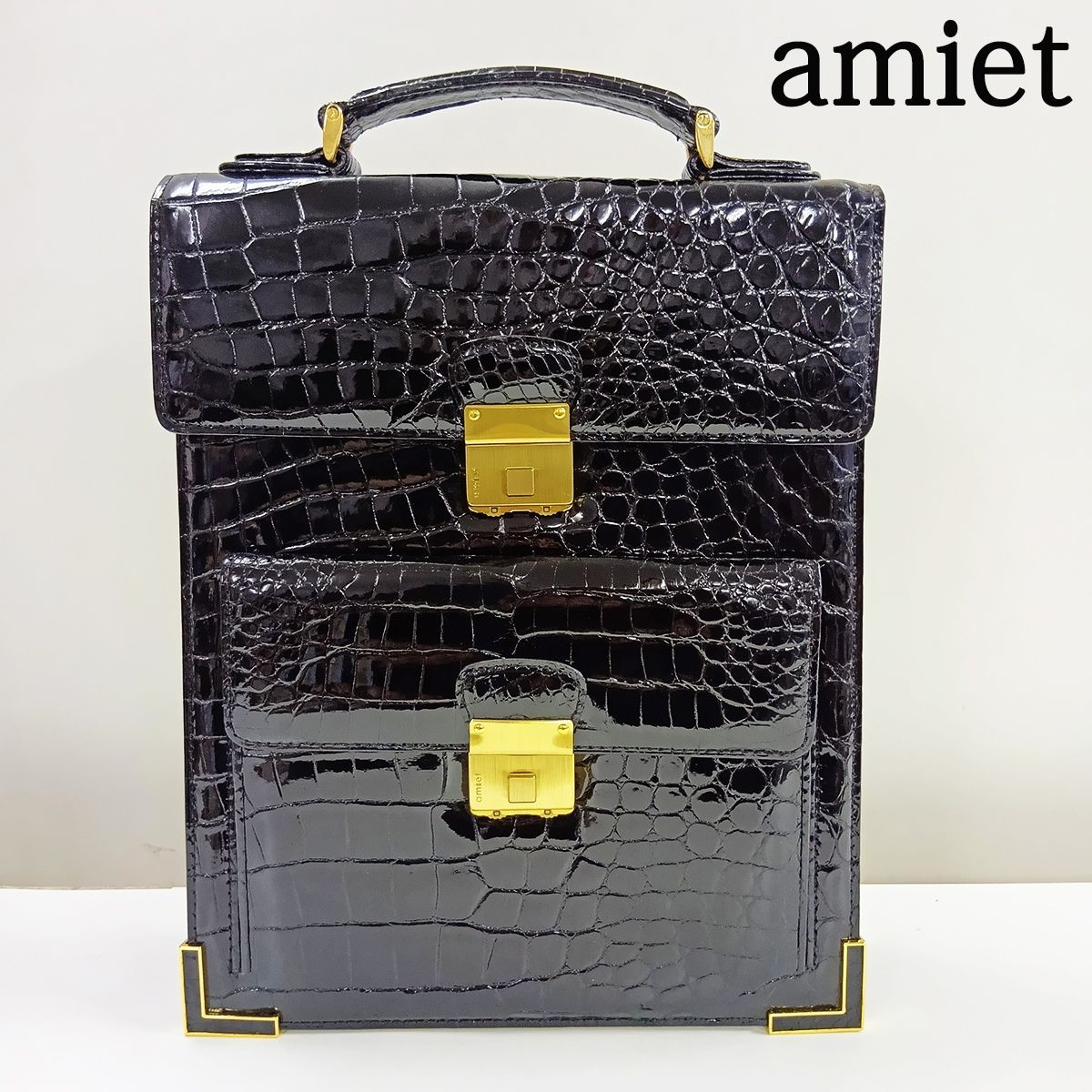amiet アミエット クロコダイル ハンドバッグ フランス製 - メルカリ