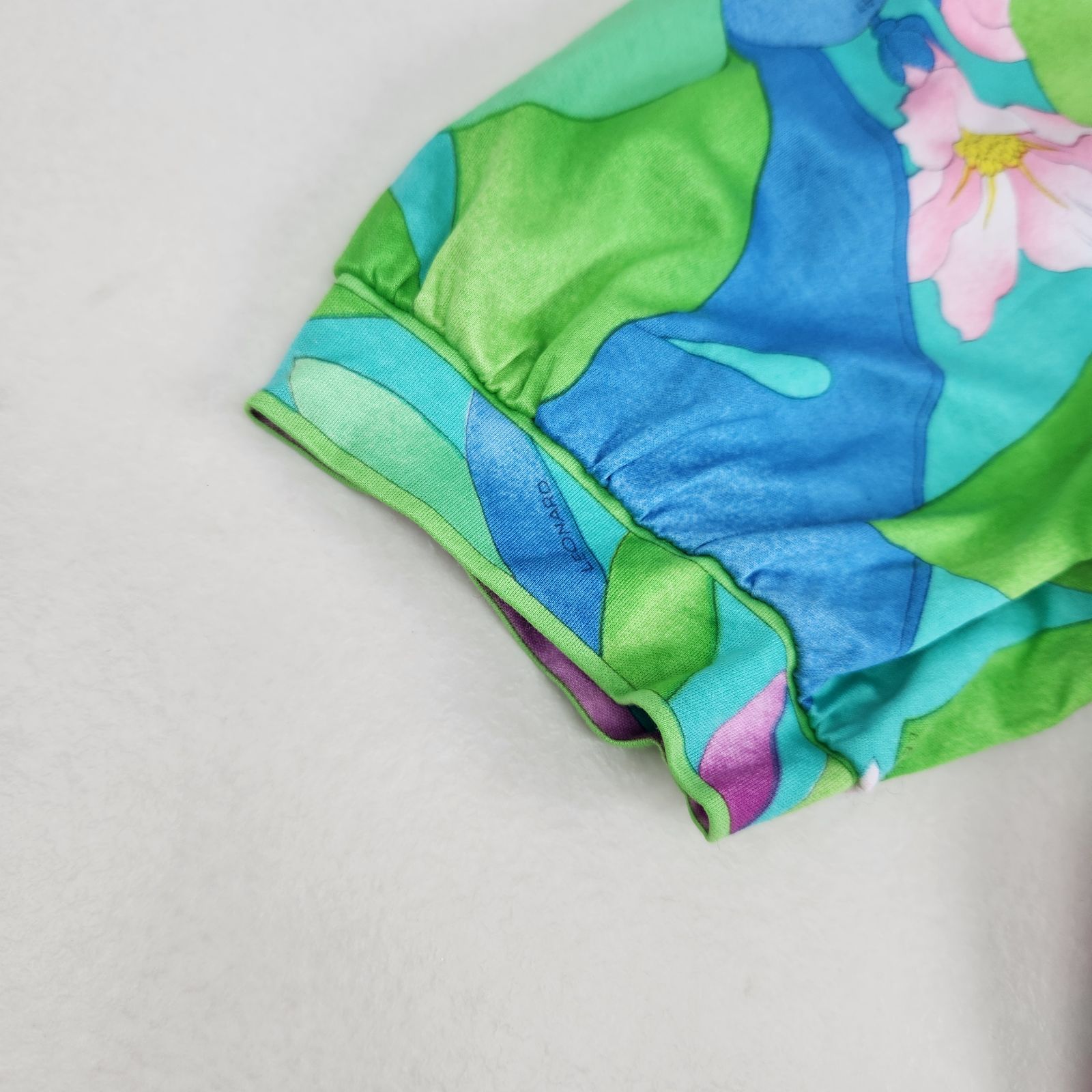 美品 LEONARD 半袖ワンピース レオナール 花柄 希少 綿100% 涼しい 