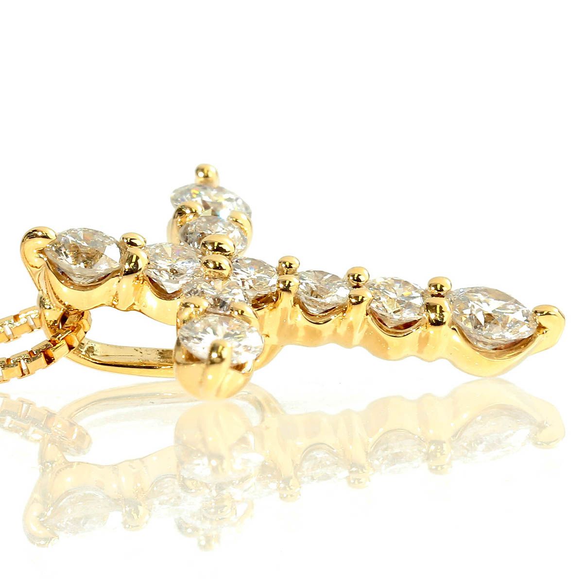 新品仕上済】 ダイヤモンド 0.50ct イエローゴールド K18YG クロス 