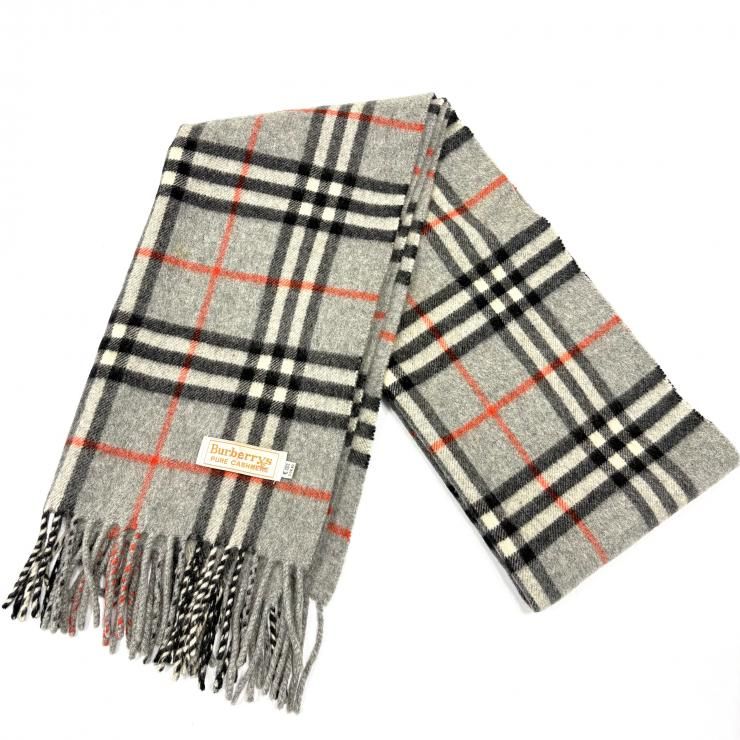 BURBERRY ウールマフラー グレー ノバチェック カシミヤ 鑑定済み 正規