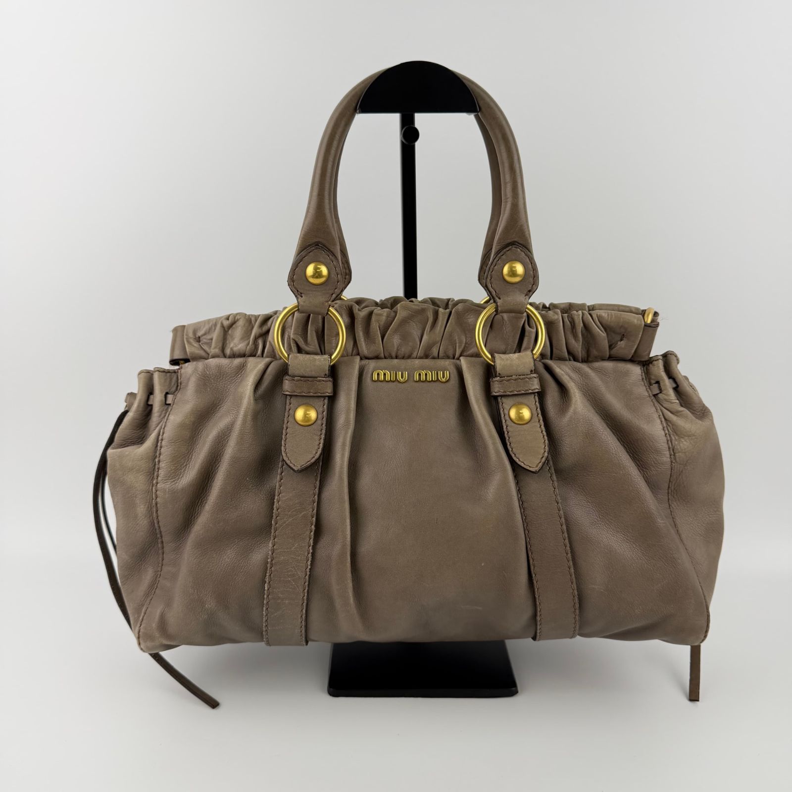 【中古】miumiu ミュウミュウ ハンドバッグ ショルダーバッグ ベージュ 