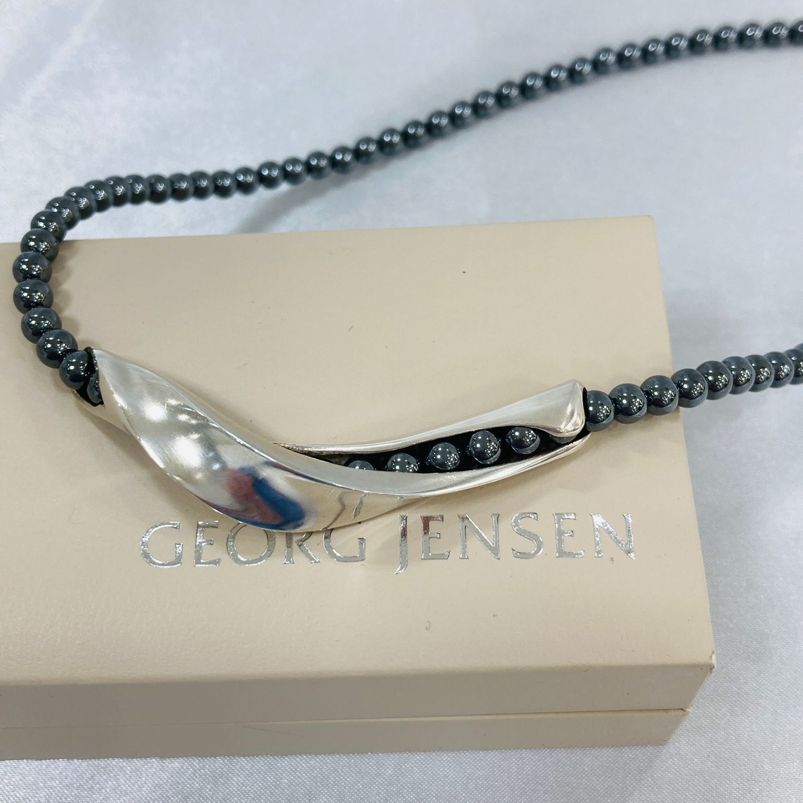  ／ジョージジェンセン　ヘマタイトネックレスSV925 A【箱付き】GEORG JENSEN ジョージジェンセン ヘマタイトネックレス