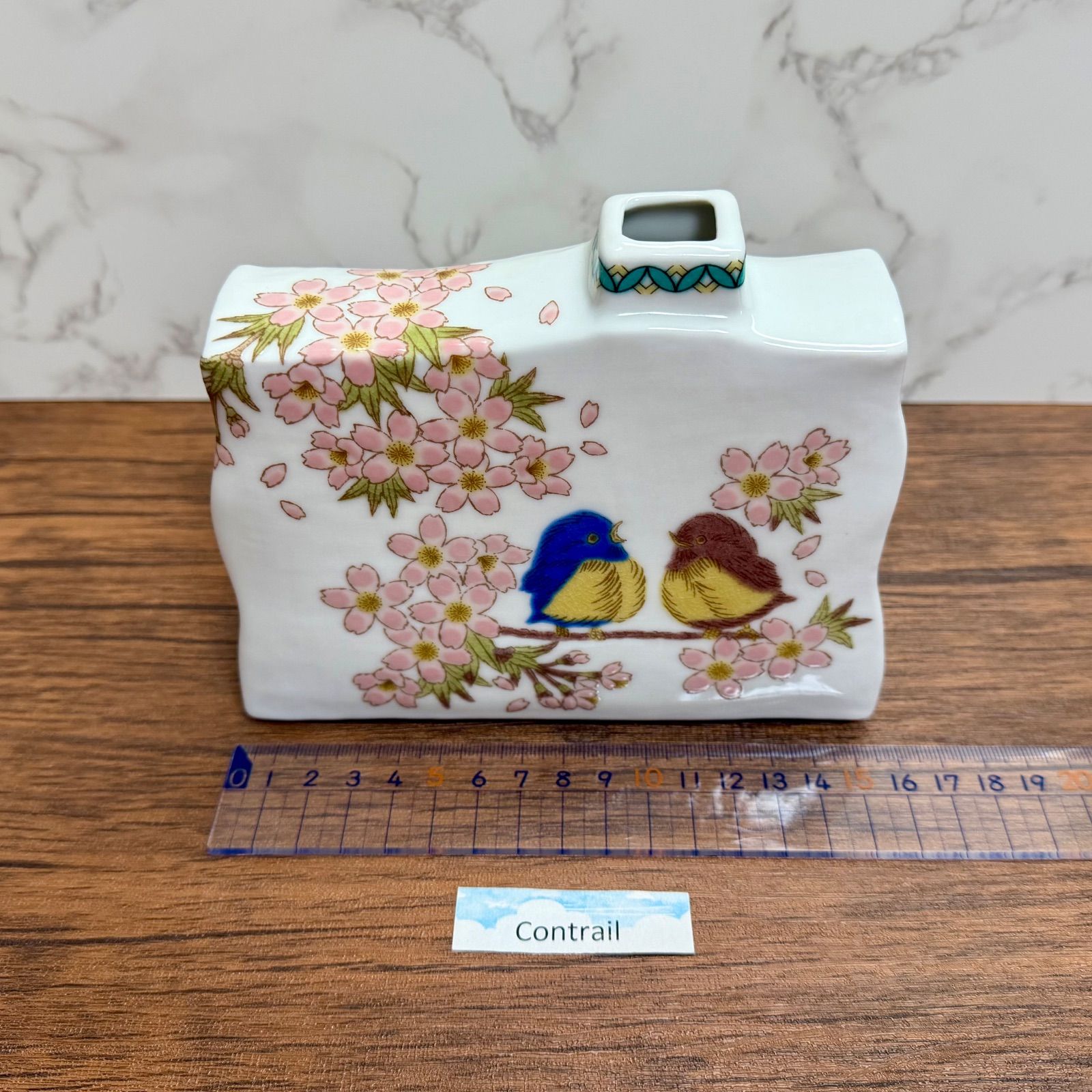 九谷焼】5号 一輪生 花福雀 花瓶 一輪挿し 花器 Kutani Ware Flower