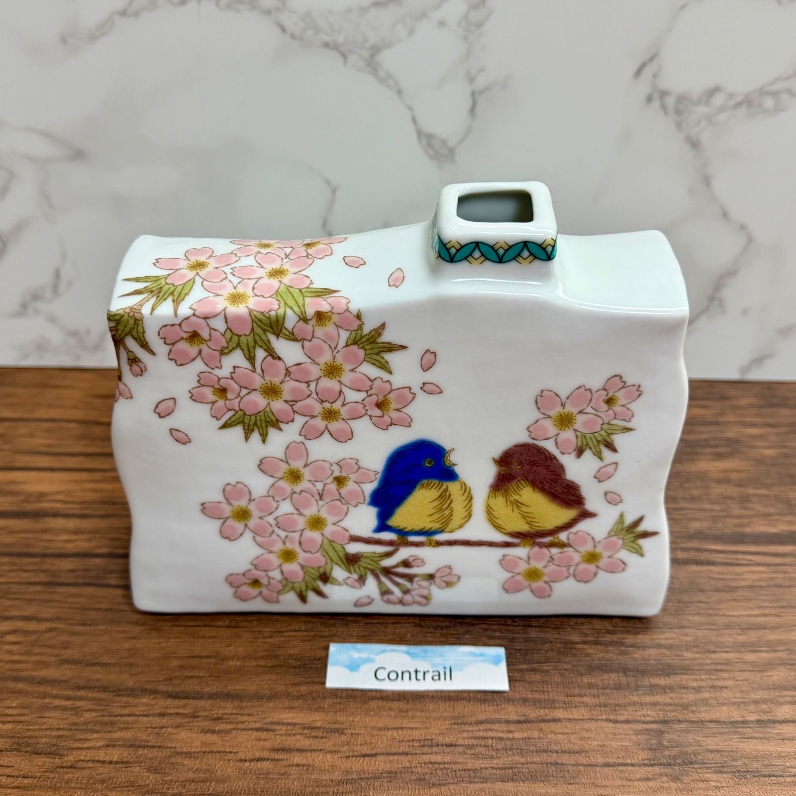 九谷焼】5号 一輪生 花福雀 花瓶 一輪挿し 花器 Kutani Ware Flower
