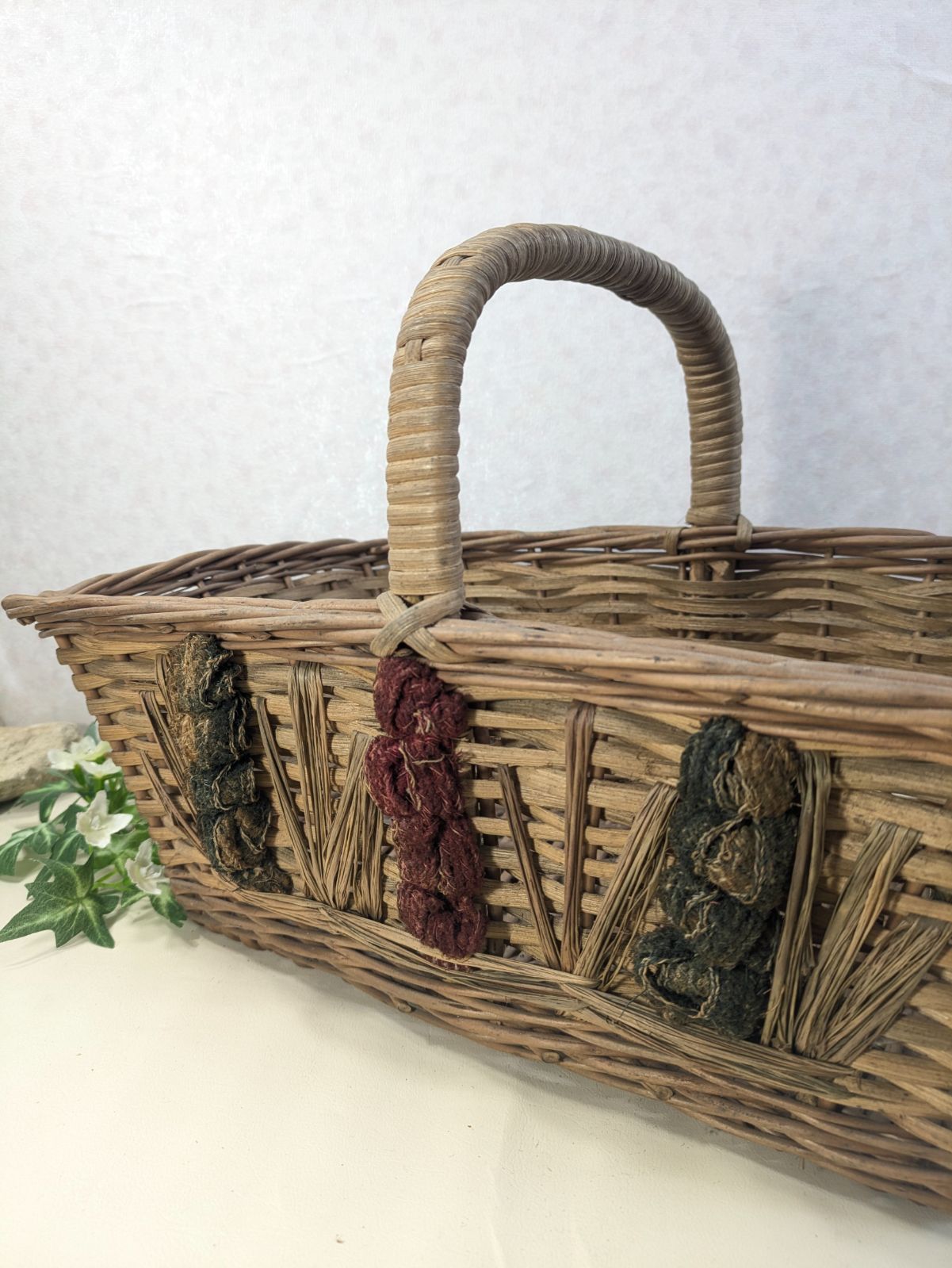 イギリス アンティーク ハンドメイド バスケット スクエア イギリス