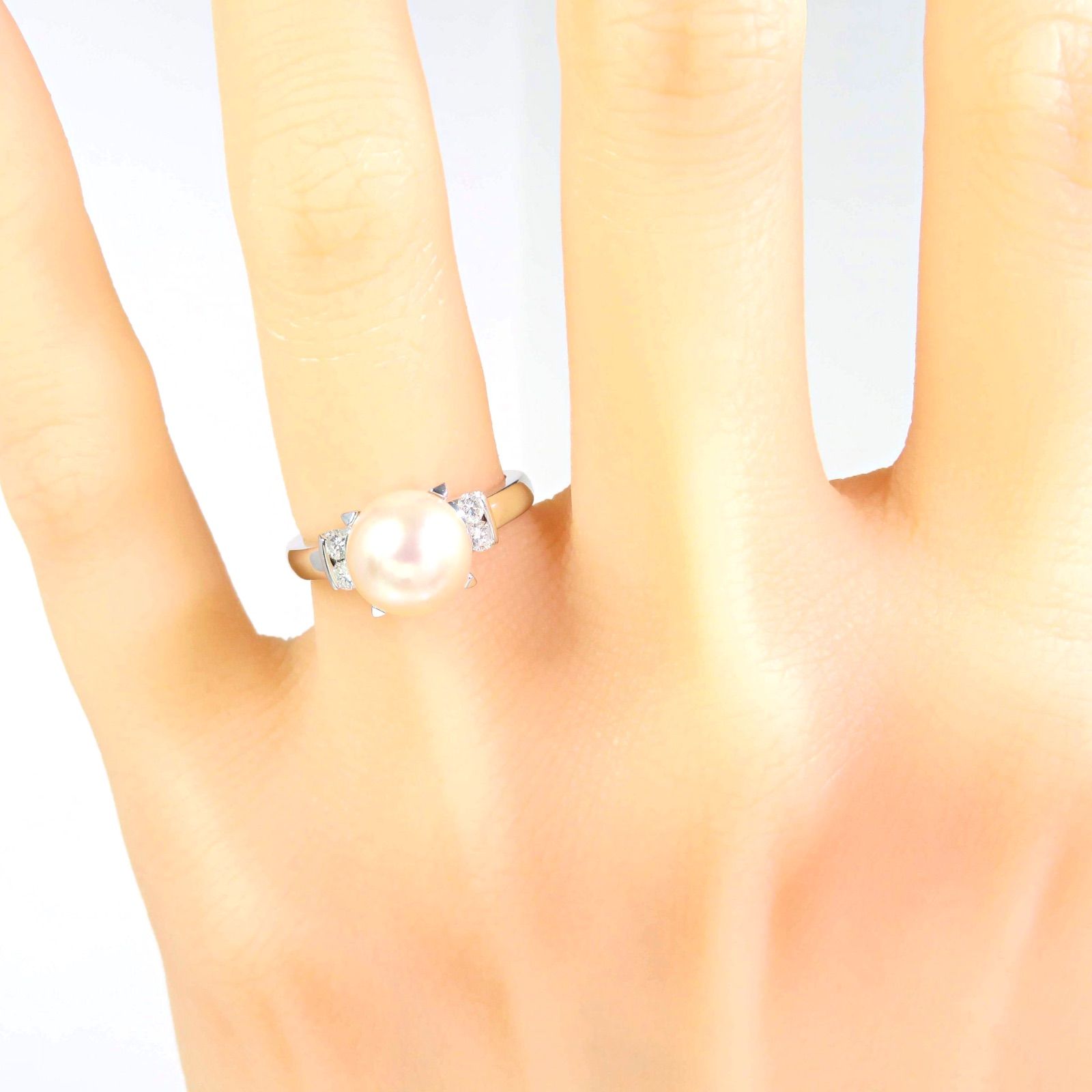 TASAKI タサキ Pt900 パール8.6mm ダイヤモンド0.16ct リング プラチナ 