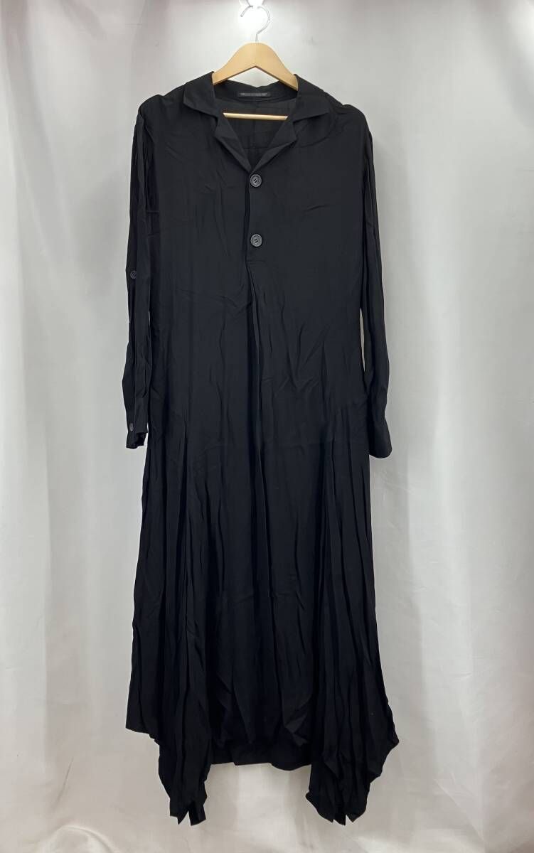 ヨウジヤマモト　ブラック ワンピース ☆ YOHJI YAMAMOTO NOIR ヨウジヤマモト 長袖ワンピース レーヨン