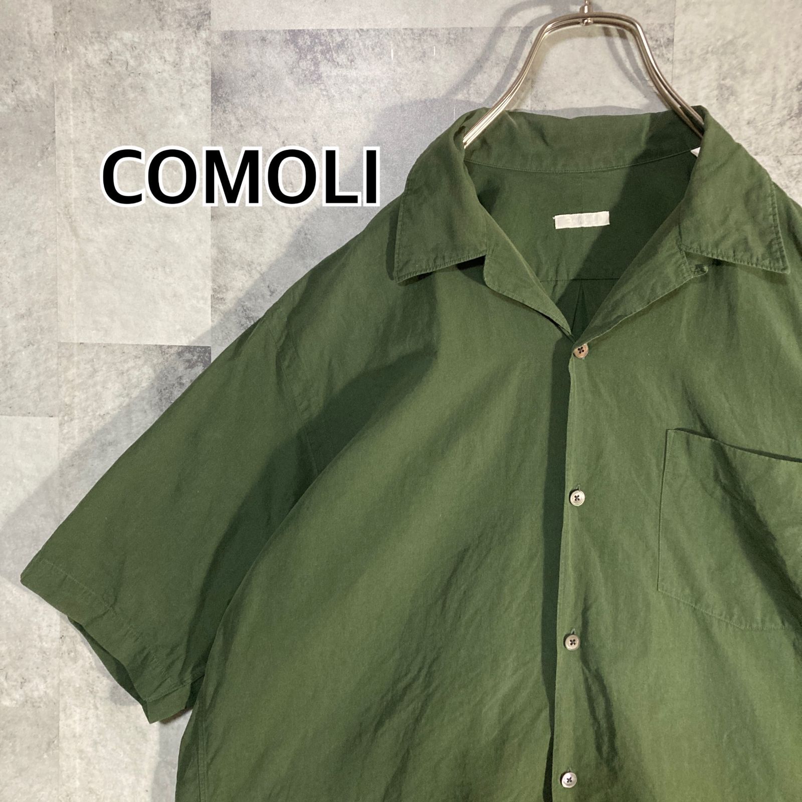 日本製 COMOLI コモリ 半袖 オープンカラー シャツ オリーブ 2 - メルカリ