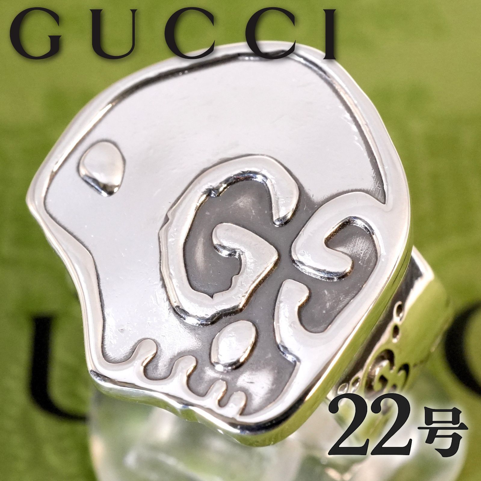 希少 グッチ ゴースト スカルヘッド シルバー リング ガイコツ/25-2921 