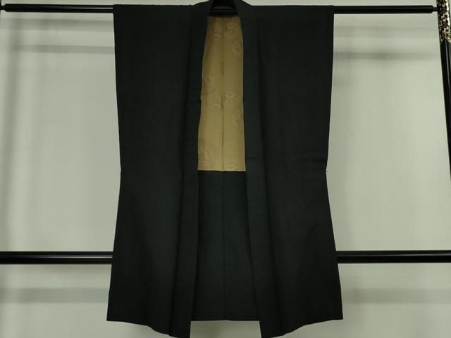 平和屋着物＃男性 長羽織 紬地 単衣 霞文 蜂蜜色 正絹 逸品 CABE5326in