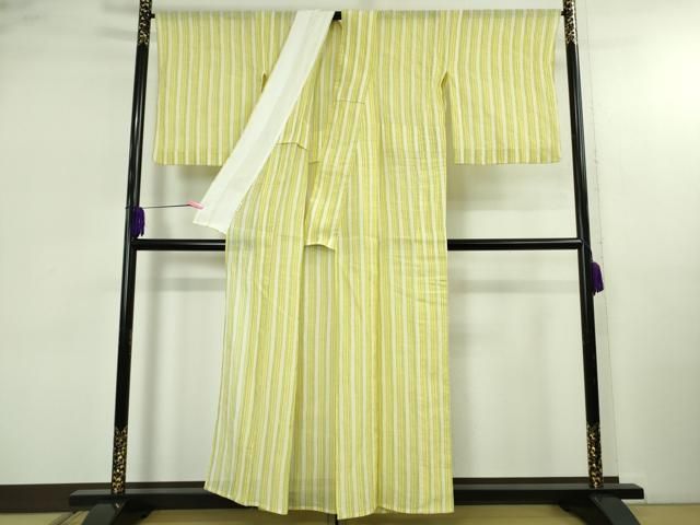 平和屋着物＊極上 夏物 本場小千谷ちぢみ 麻 間道 逸品 DZAB4984kh6