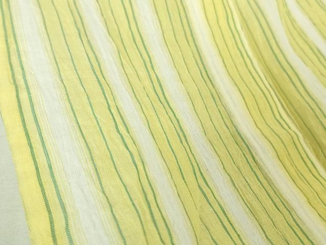 平和屋着物＊極上　夏物　本場小千谷ちぢみ　麻　間道　逸品　DZAB4984kh6 平和屋着物□極上 男性 夏物 本場小千谷ちぢみ 麻 色無地 薄花色 証紙