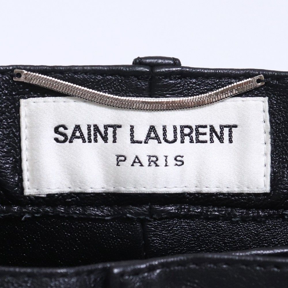 SAINT LAURENT ラムレザースキニーロングパンツ サイズ46 ブラック 