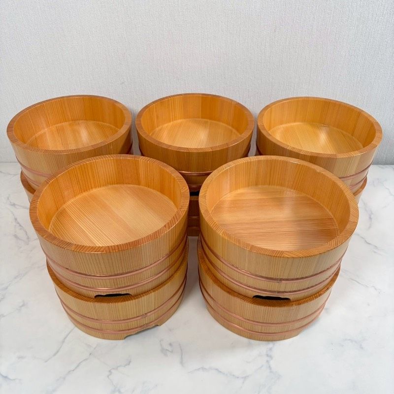 椹 新型うどん桶 多用桶 寿司桶 直径21cm 内径19cm 深さ5cm 10個セット 1112K3750
