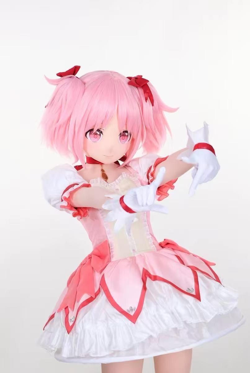 aa　全頭面　鹿目まどか　衣装付 着ぐるみ　マスク　 コスプレ　鍵つき 全頭面鍵付き まどマギ 鹿目まどか kigurumi着ぐるみマスク コスプレ