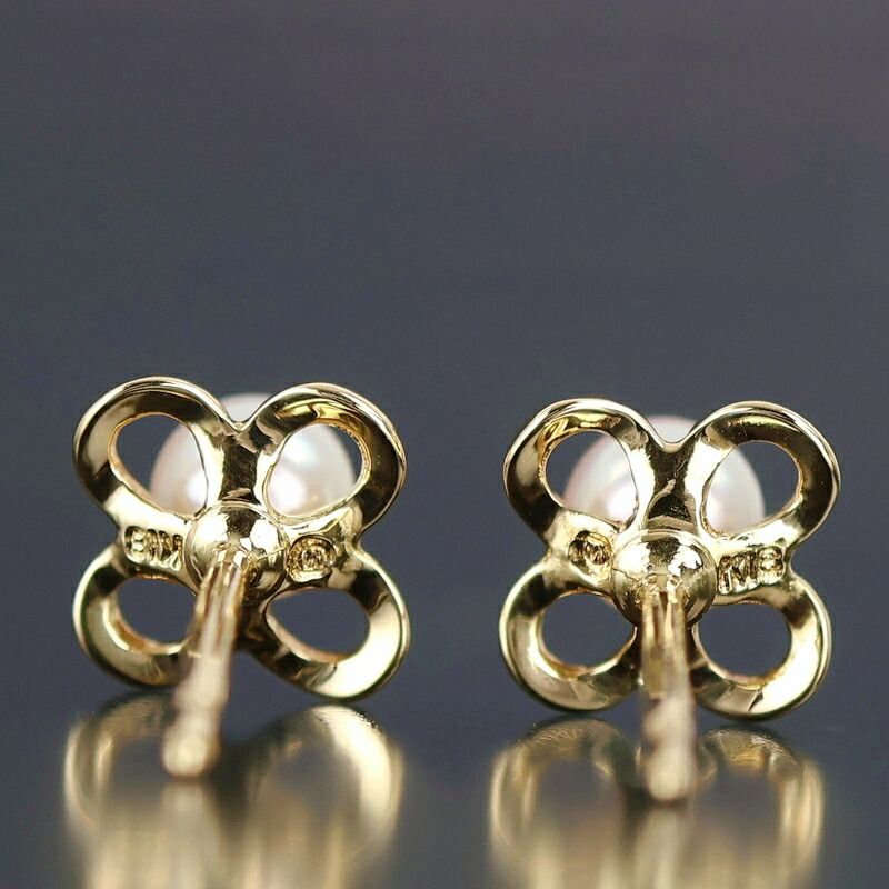 ミキモト ピアス K18YG パール 4.1mm 4.2mm フラワーモチーフ 花