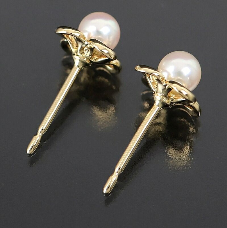 ミキモト ピアス K18YG パール 4.1mm 4.2mm フラワーモチーフ 花