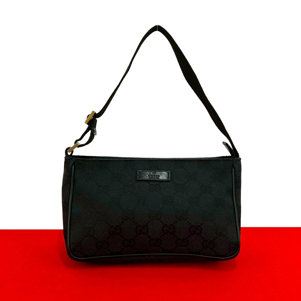 極 美品 GUCCI グッチ GGキャンバス レザー 本革 ミニ ハンドバッグ