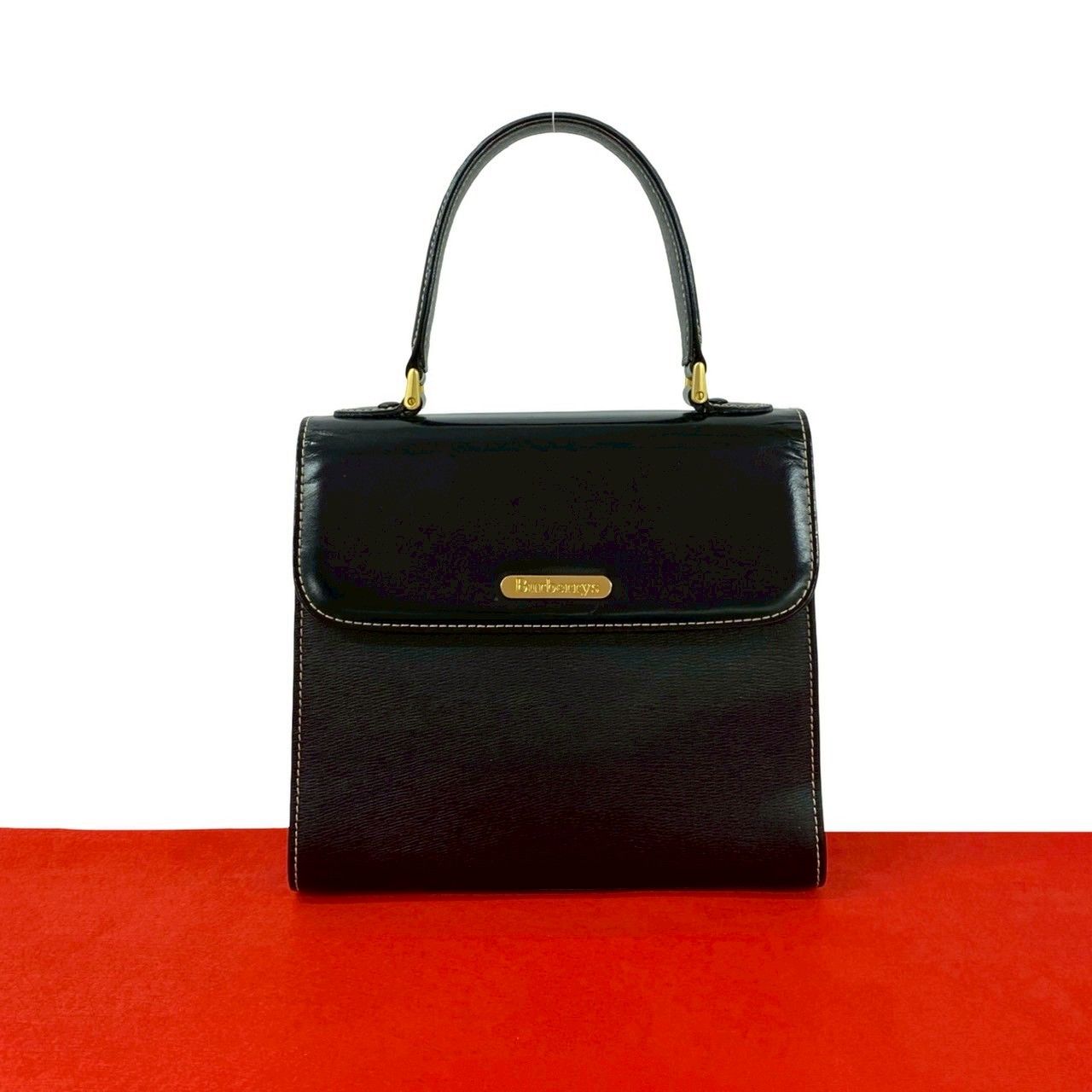 極 美品 BURBERRY バーバリー ロゴ 金具 ノバチェック レザー 本革 