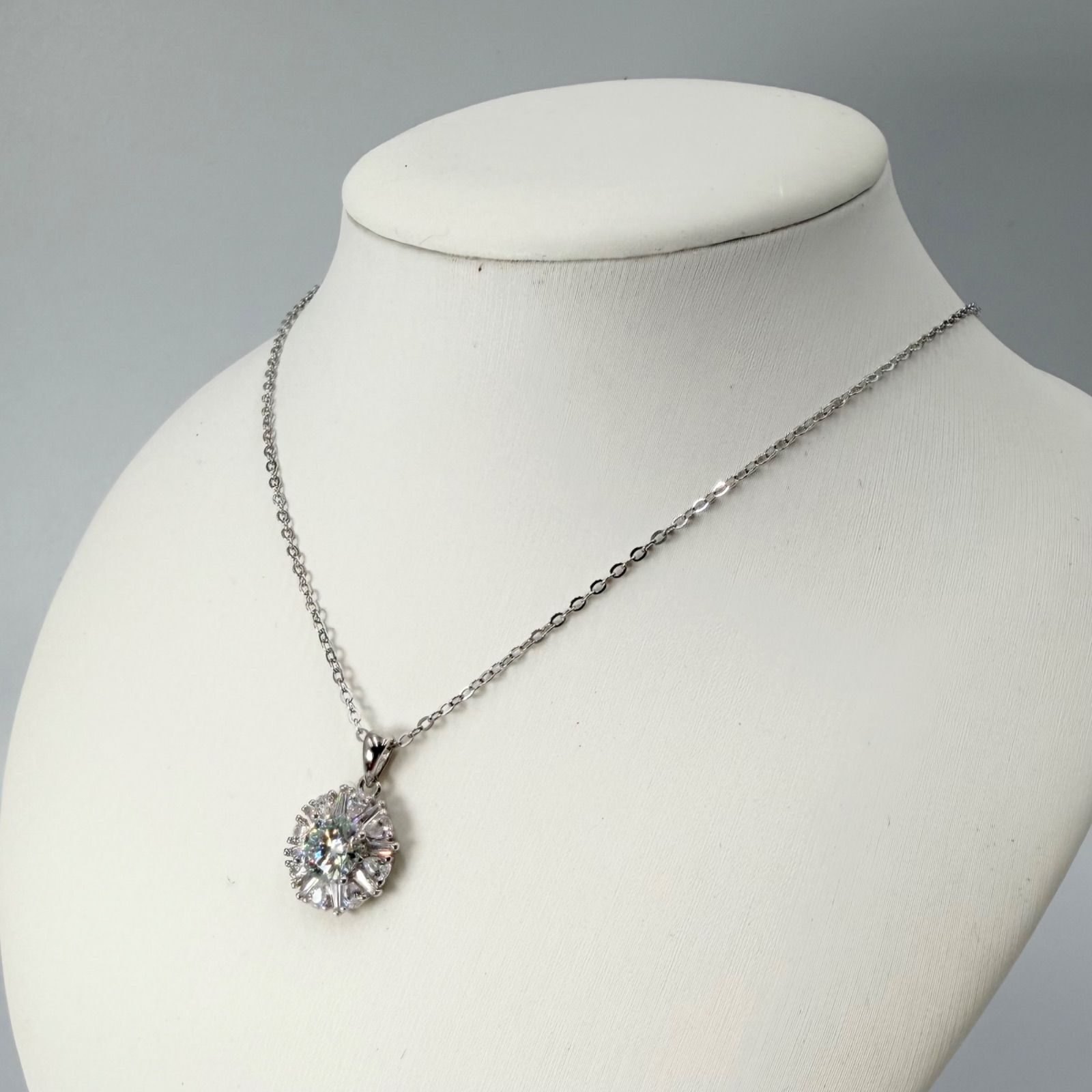 極美品】1.0ct モアサナイト ネックレス 鑑定書付 S925 匿名配送 