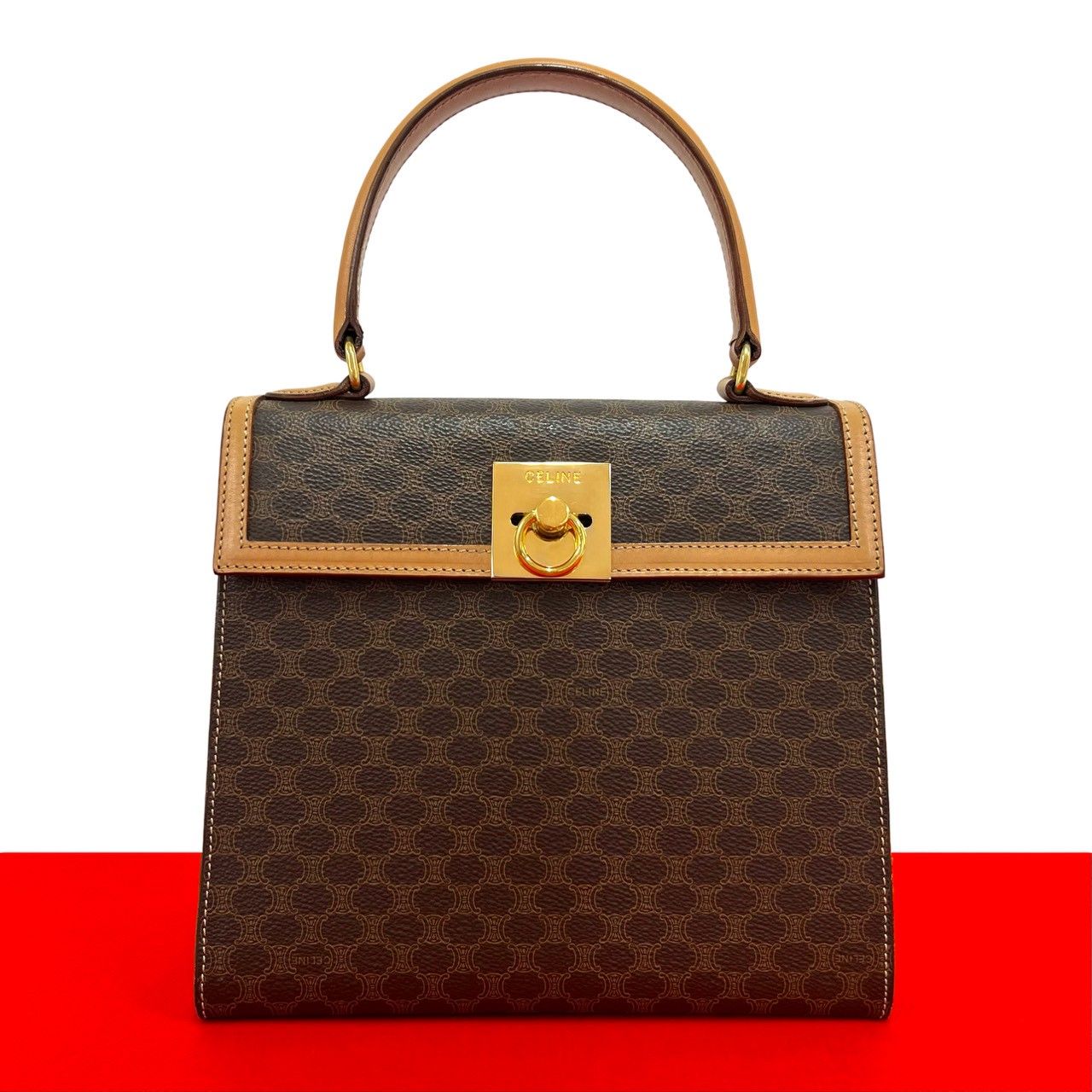 極 美品 CELINE セリーヌ ヴィンテージ マカダム 柄 ロゴ リング 金具