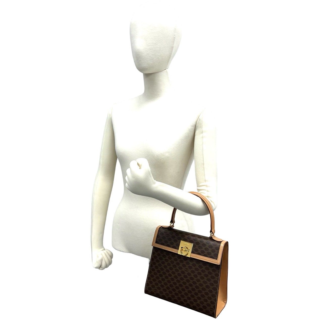 極 美品 CELINE セリーヌ ヴィンテージ マカダム 柄 ロゴ リング 金具