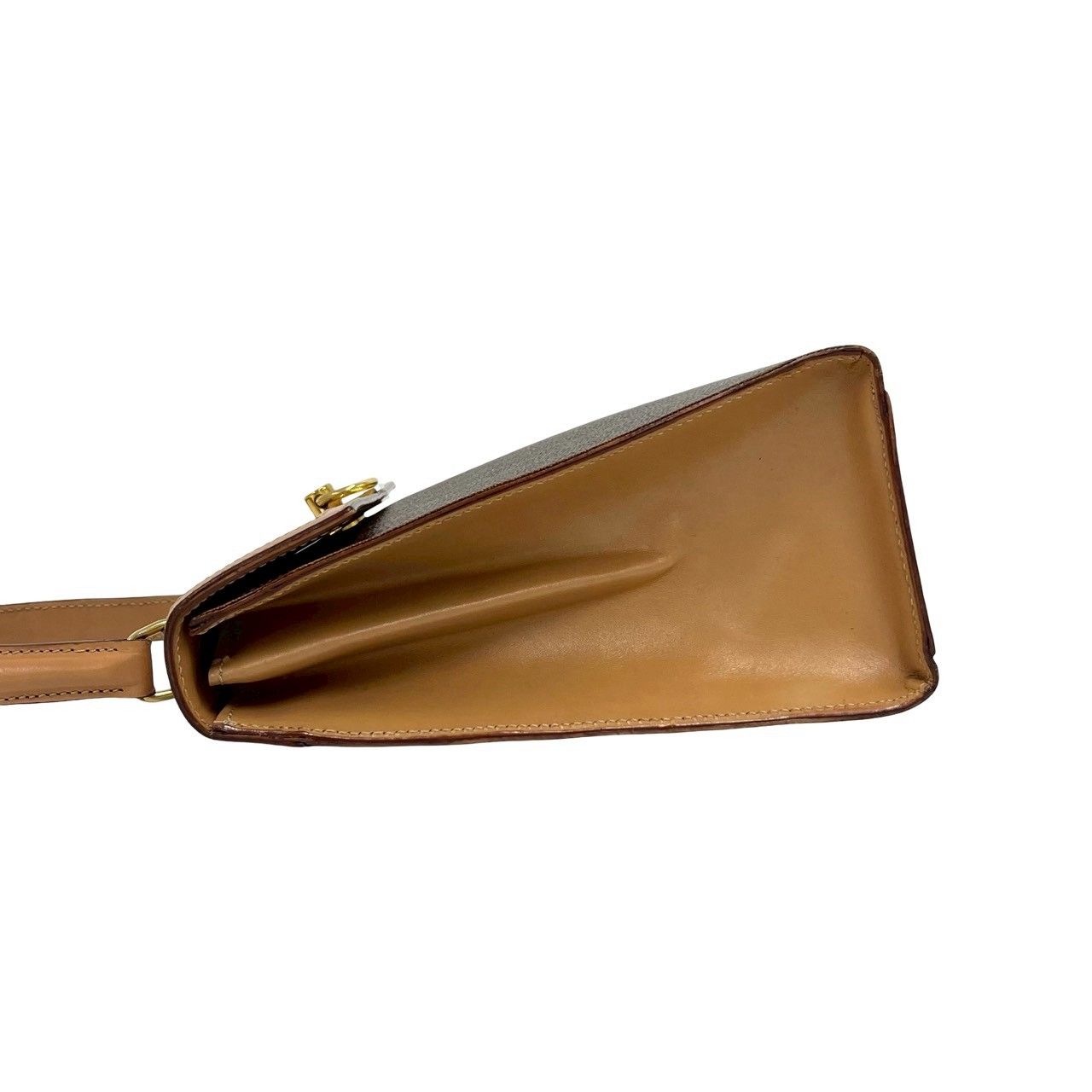 【美品】セリーヌ ハンドバッグ マカダム ゴールド金具 ロゴ レディース 茶 極 美品 CELINE セリーヌ ヴィンテージ マカダム 柄 ロゴ リング 金具
