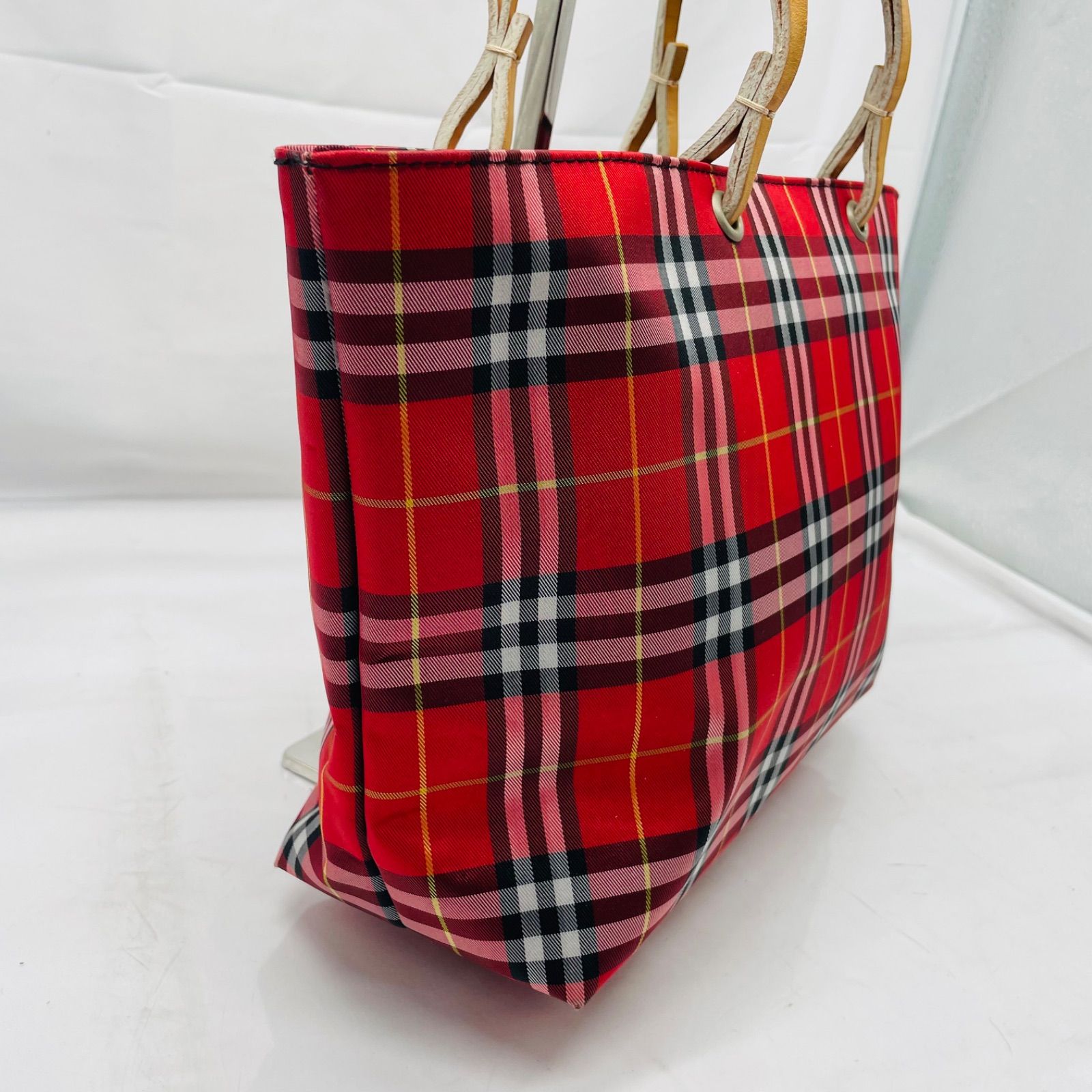 km/3.20/10】BURBERRY LONDON バーバリーロンドン ノバチェック柄 赤 