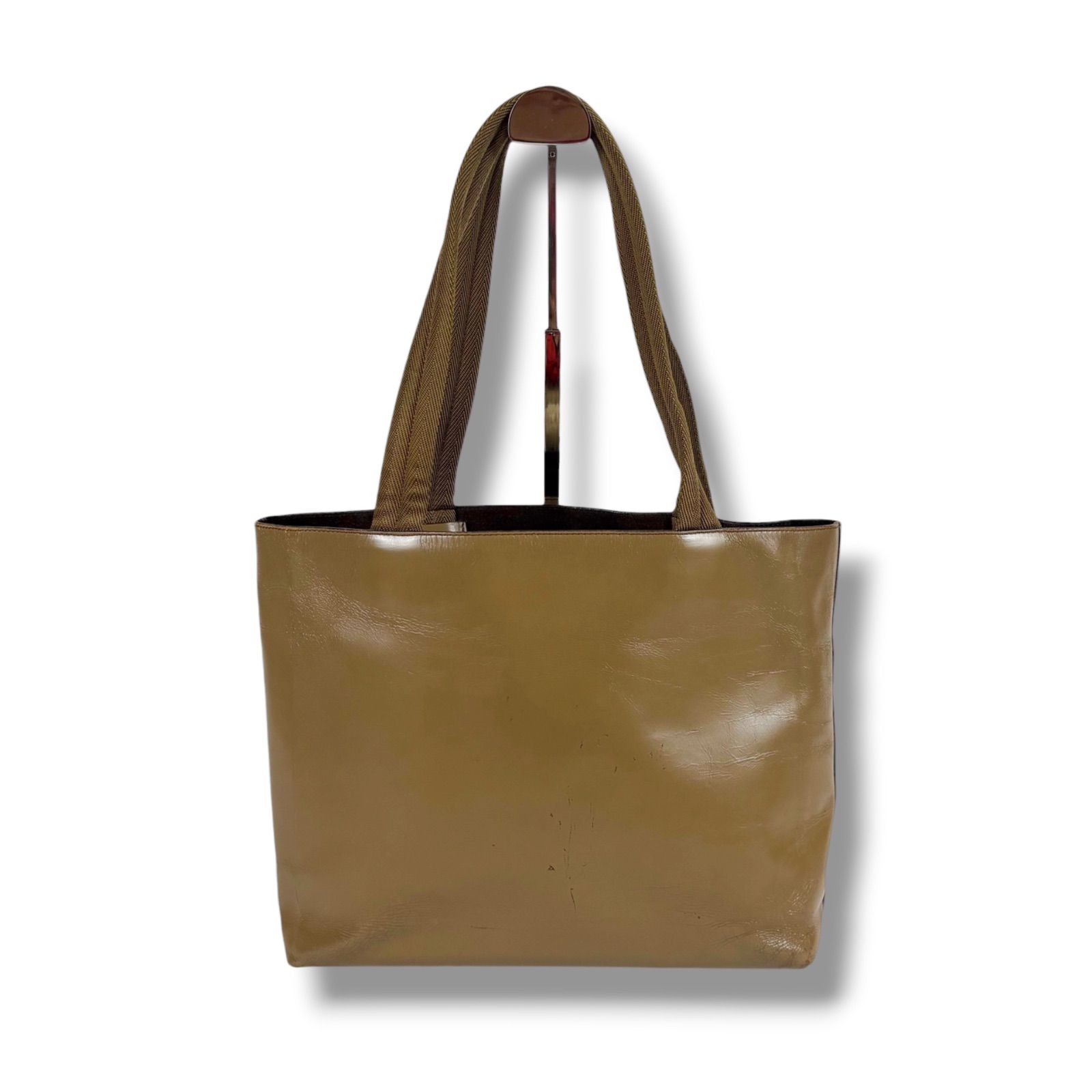 プラダ PRADA パンチングレザー ミニトートバッグ ロゴ キャメル 