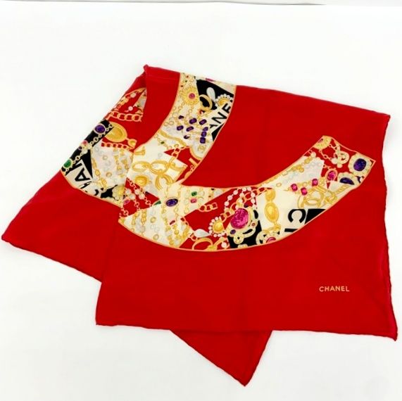 CHANEL シャネル スカーフ シルクスカーフ ココマーク ジュエリー