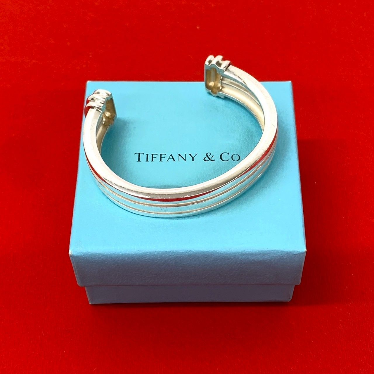 極 美品 TIFFANY&Co. ティファニー グルーブ ド カフ バングル