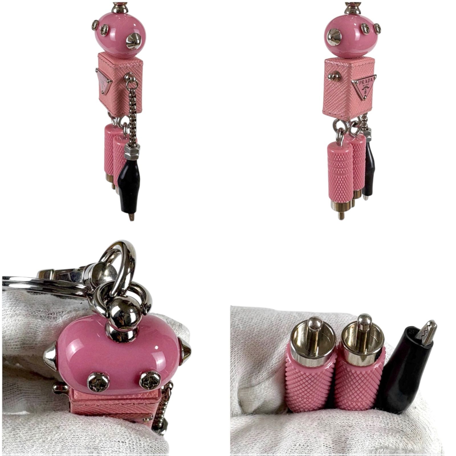 プラダ PRADA トライアングルロゴ ロボット キーリング バッグチャーム 