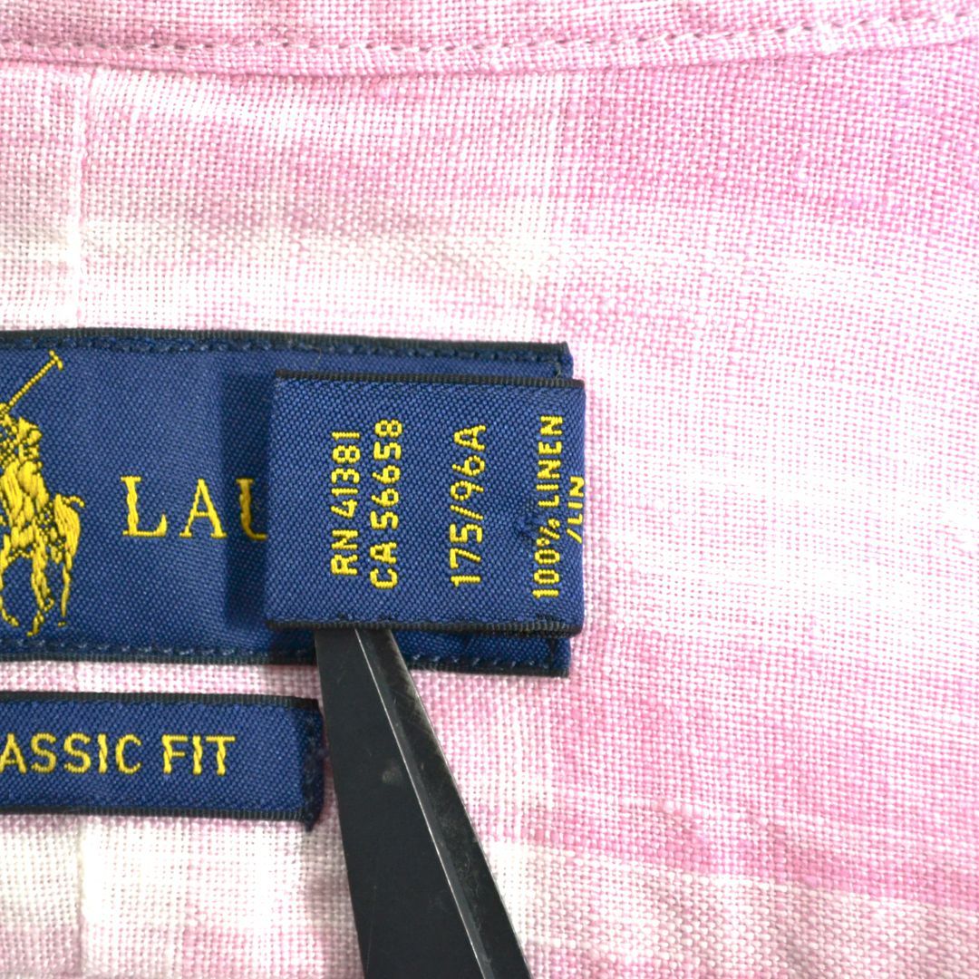 美品】Ralph Laurenラルフローレン 近年モデル 胸ポニー刺繍 麻100