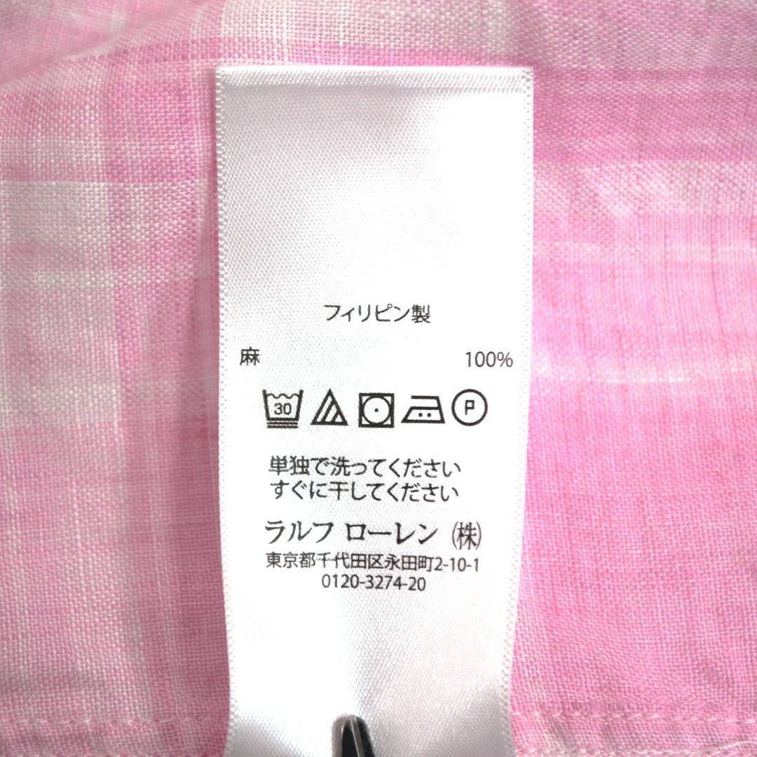 美品】Ralph Laurenラルフローレン 近年モデル 胸ポニー刺繍 麻100