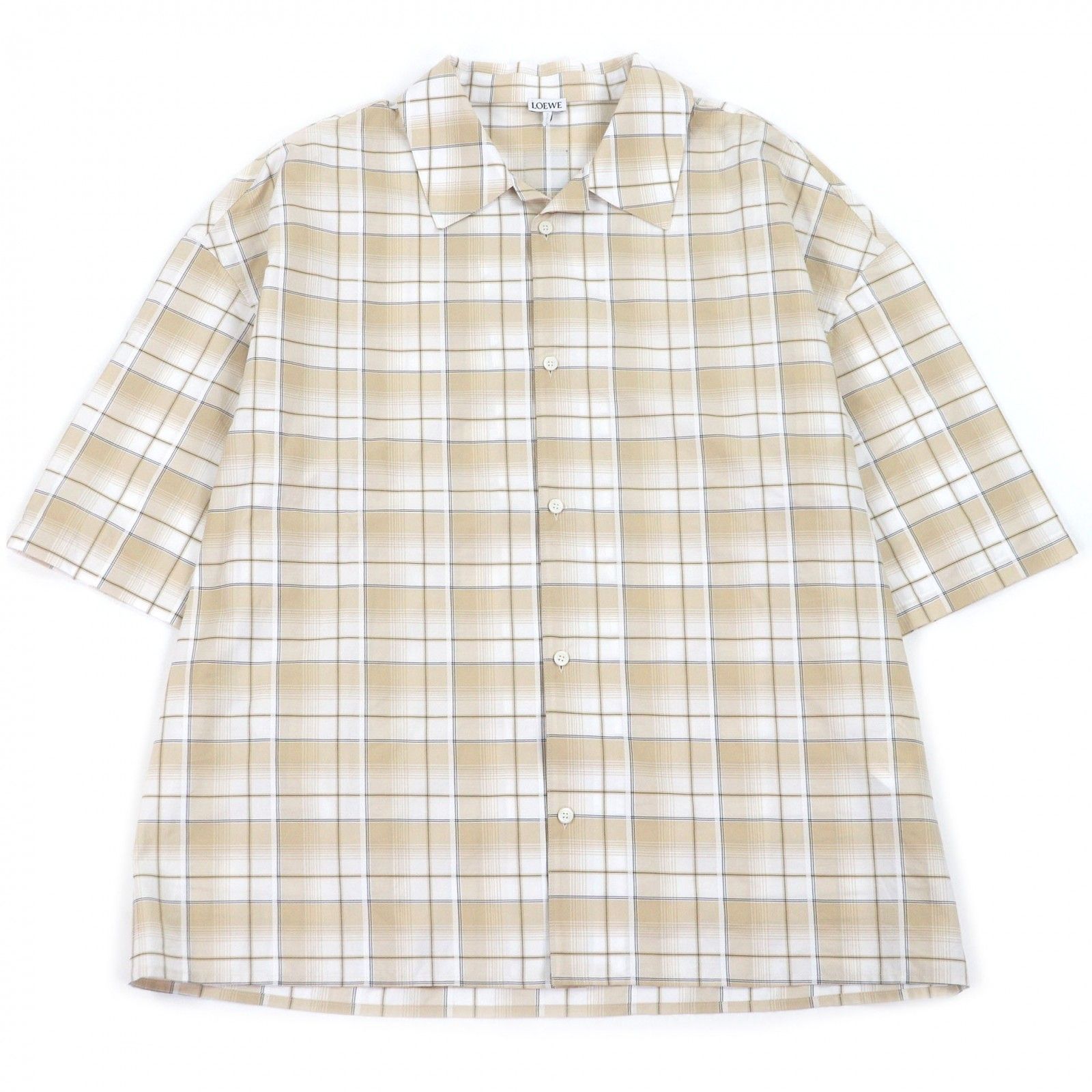 極美品□LOEWE ロエベ H526Y05X67 コットン100％ チェック柄 