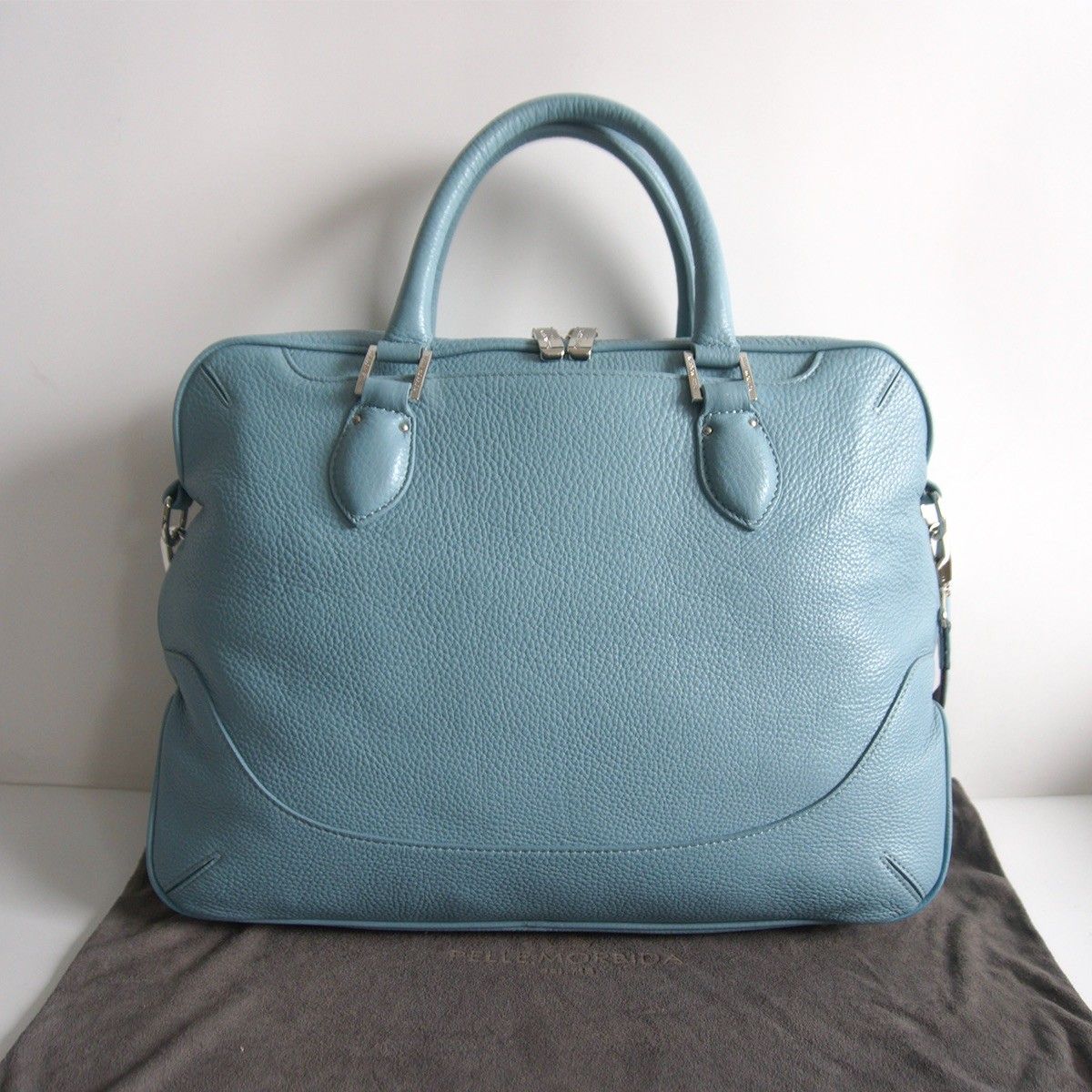 【美品】PELLE MORBIDA【Maiden Voyage 2WAY トートバッグ】ライトブルー シュリンクレザー ビジネスバッグ ペッレモルビダ 26030959 美品】PELLE MORBIDA【Maiden Voyage 2WAY トートバッグ】ライトブルー