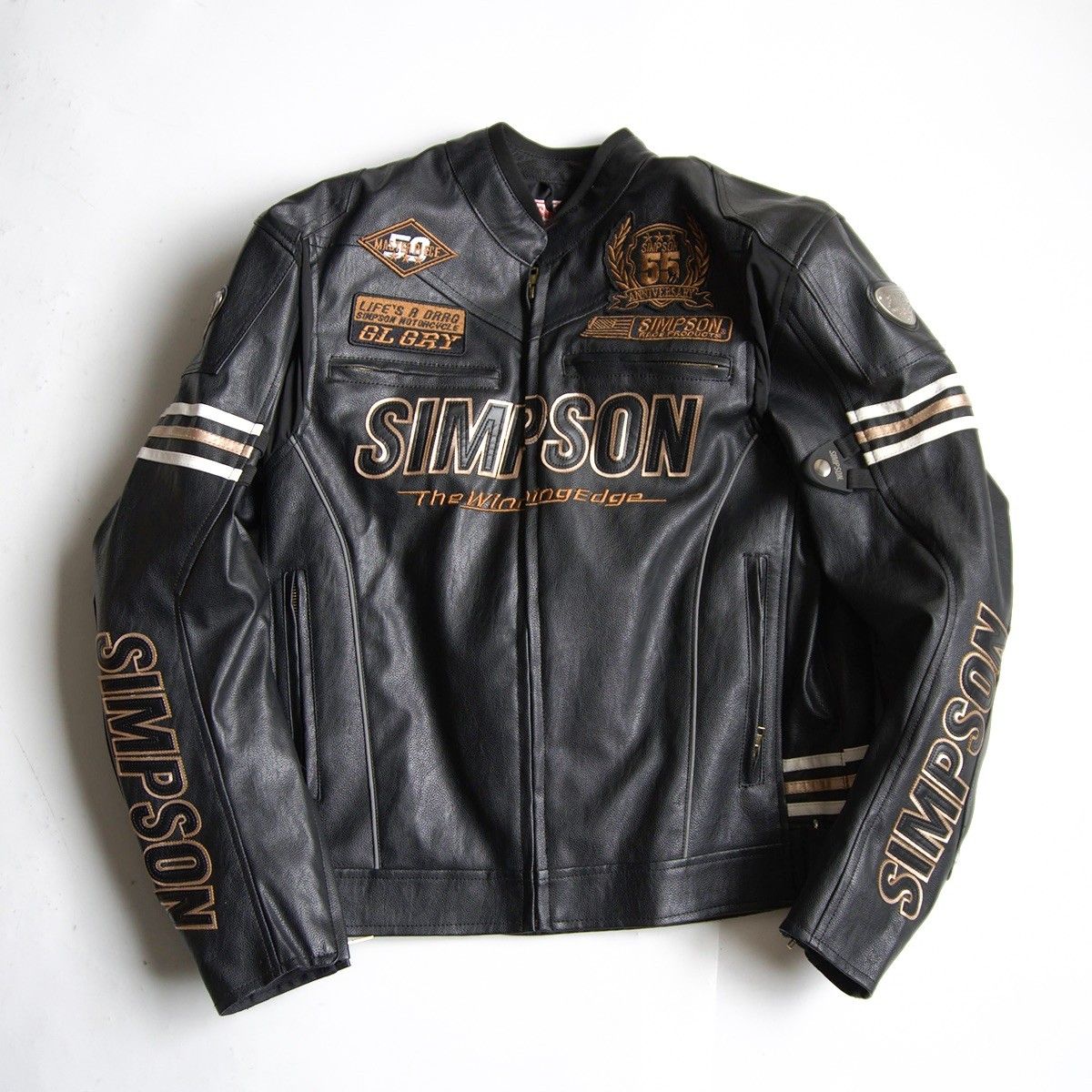 極美品/XL✨シンプソン メッシュジャケット シングルライダースジャケット ロゴ 極美品/XL✨シンプソン メッシュジャケット シングルライダース