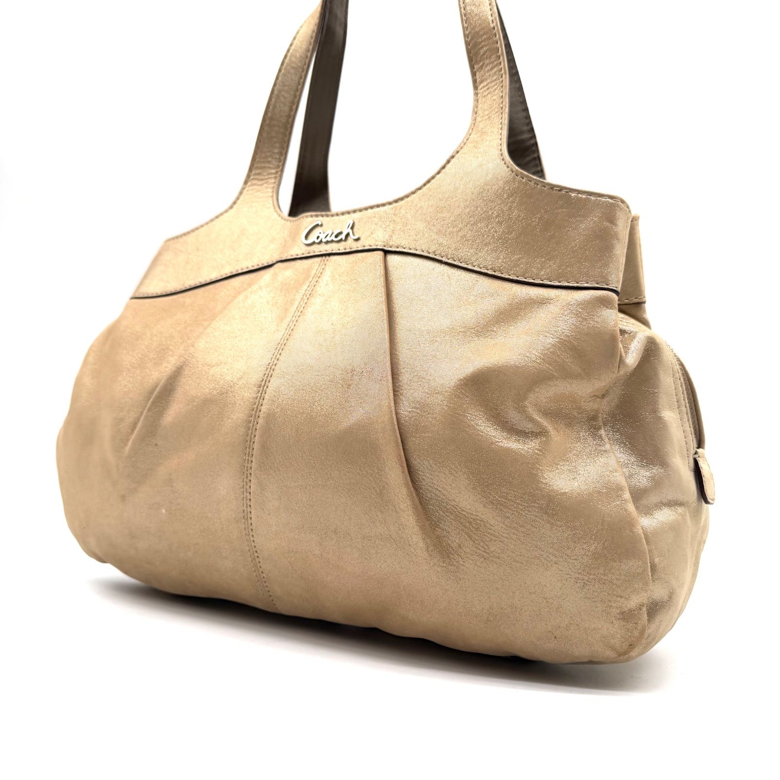 COACH y2k handbag tote bag metallic leather gold コーチ レキシ 
