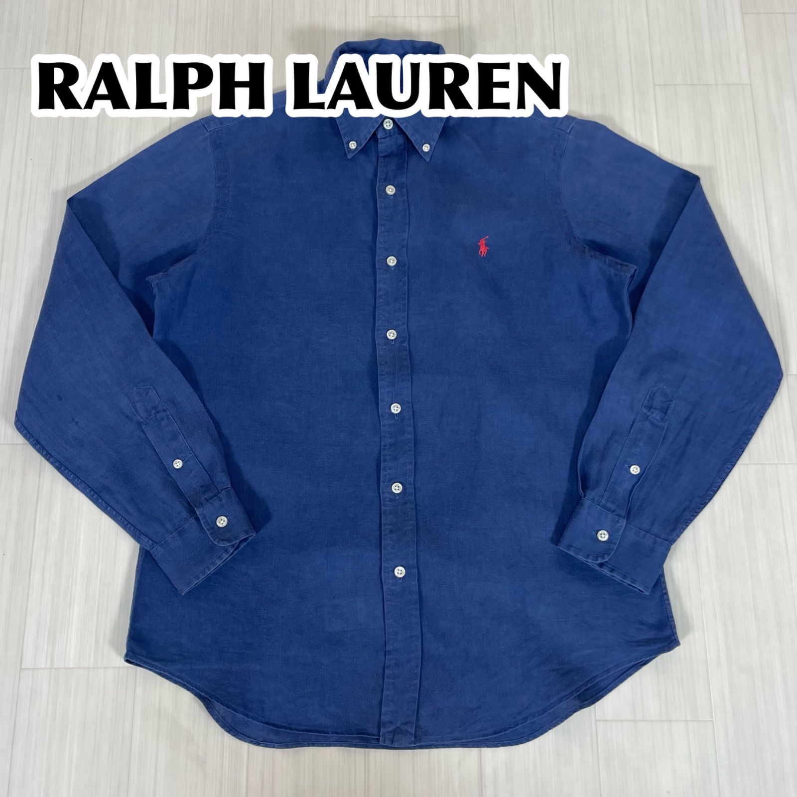 RALPH LAUREN ラルフローレン リネン 麻 ボタンダウン 長袖シャツ S 