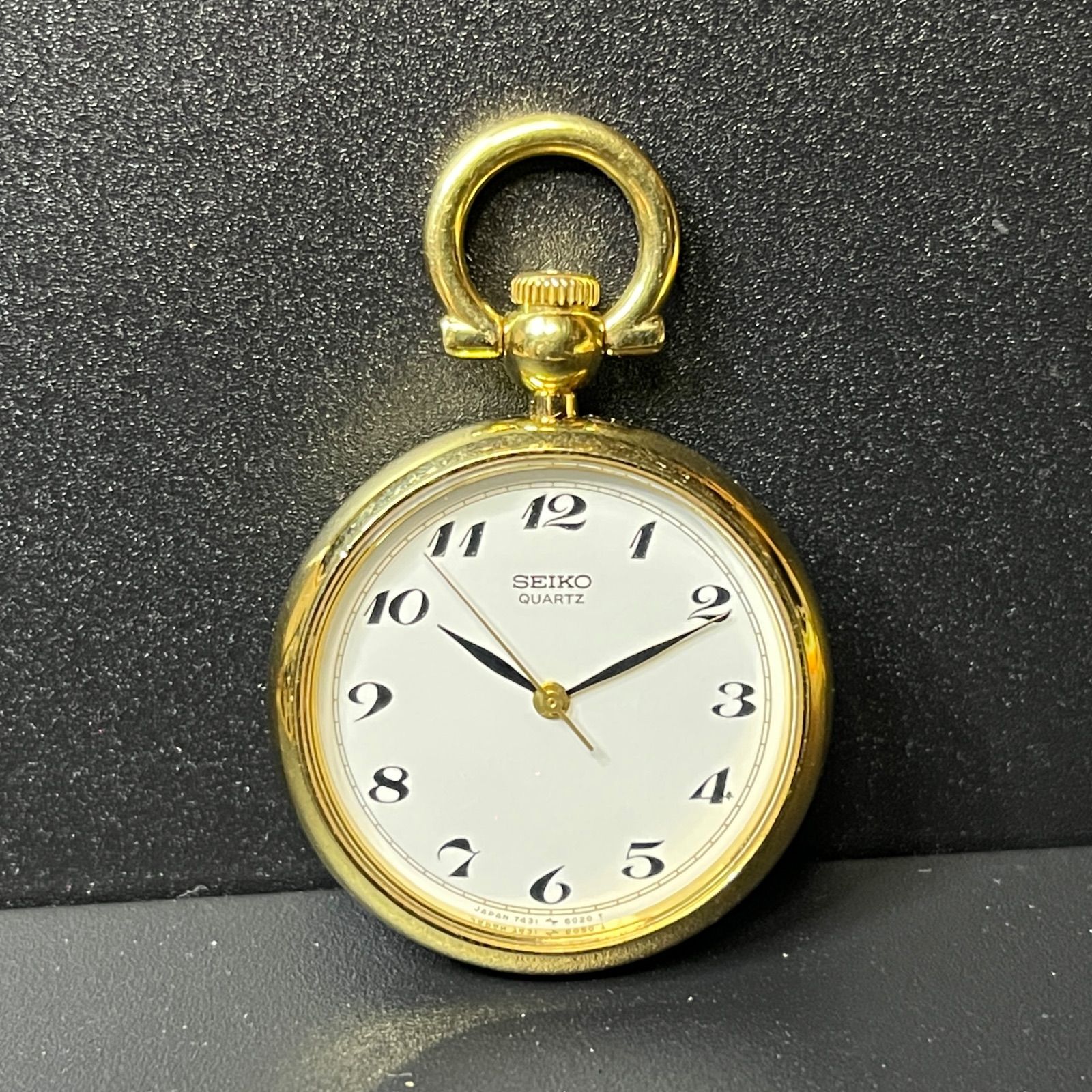 稼働品】 SEIKO 懐中時計 7431-6010 クォーツ ゴールド 動作確認済み 
