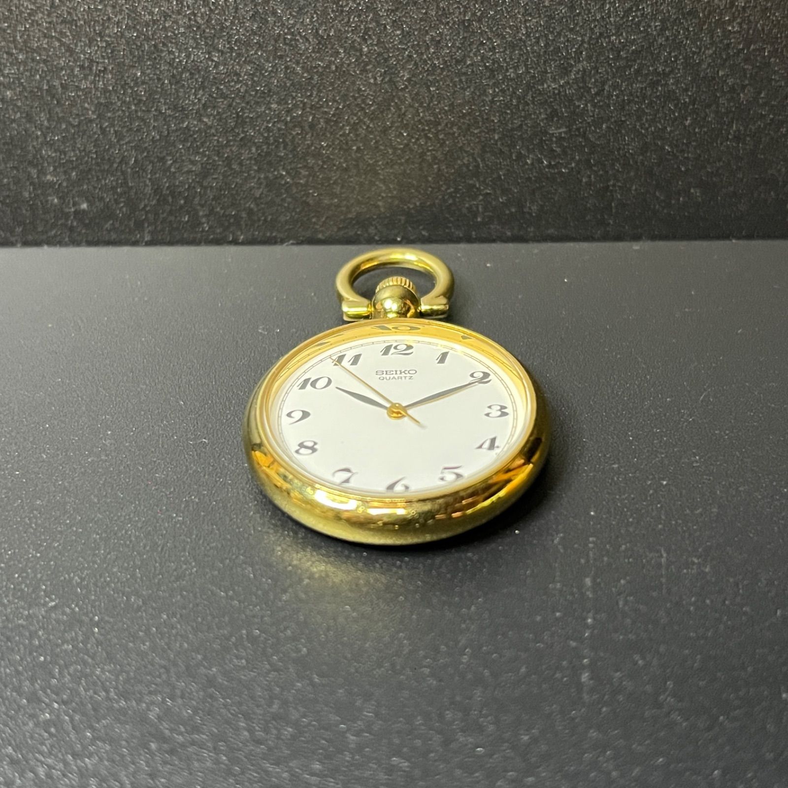 稼働品】 SEIKO 懐中時計 7431-6010 クォーツ ゴールド 動作確認済み 