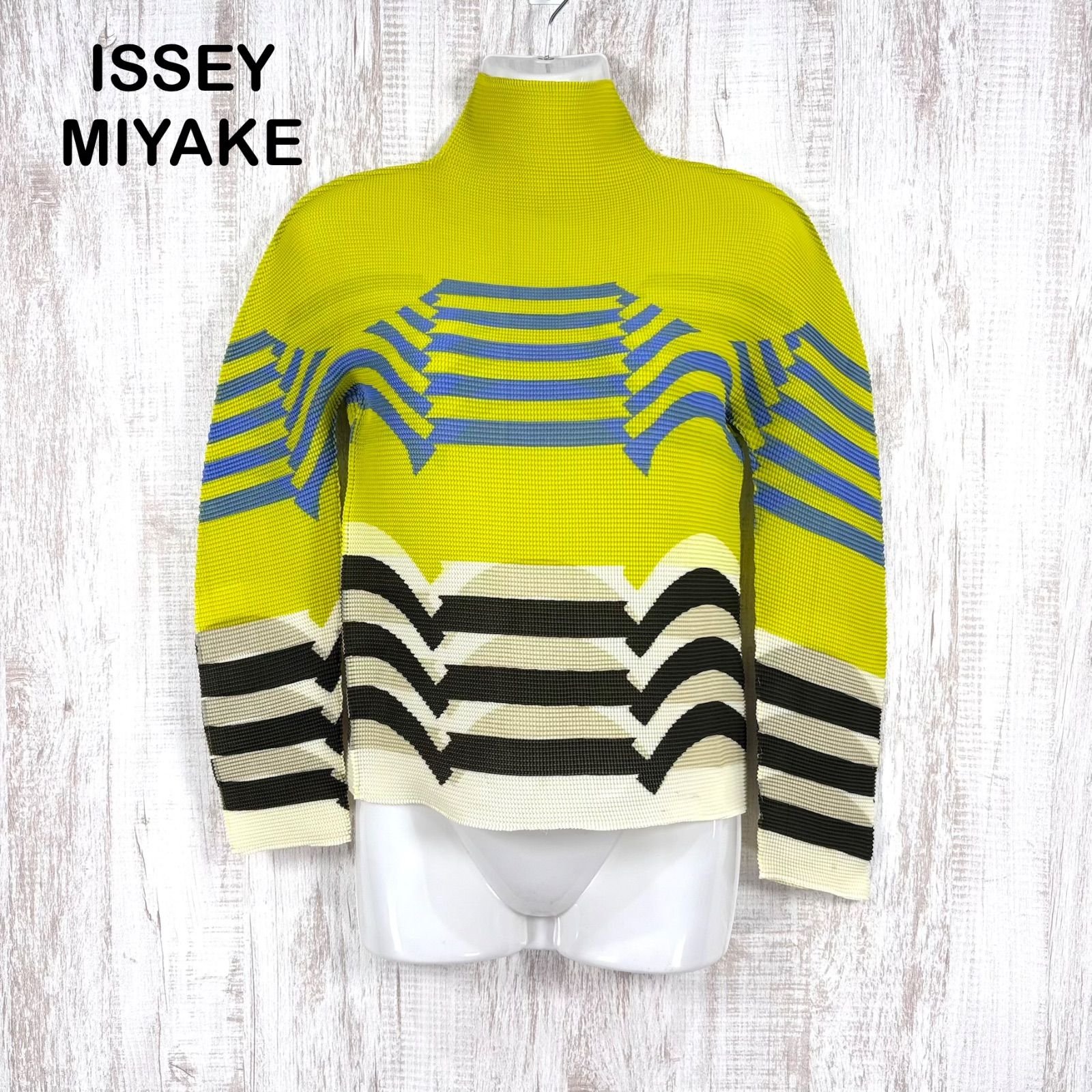 ISSEY MIYAKE 長袖トップス 幾何学模様 me by ISSEY MIYAKE ミーバイイッセイミヤケ ボーダー 総柄 ワッフル